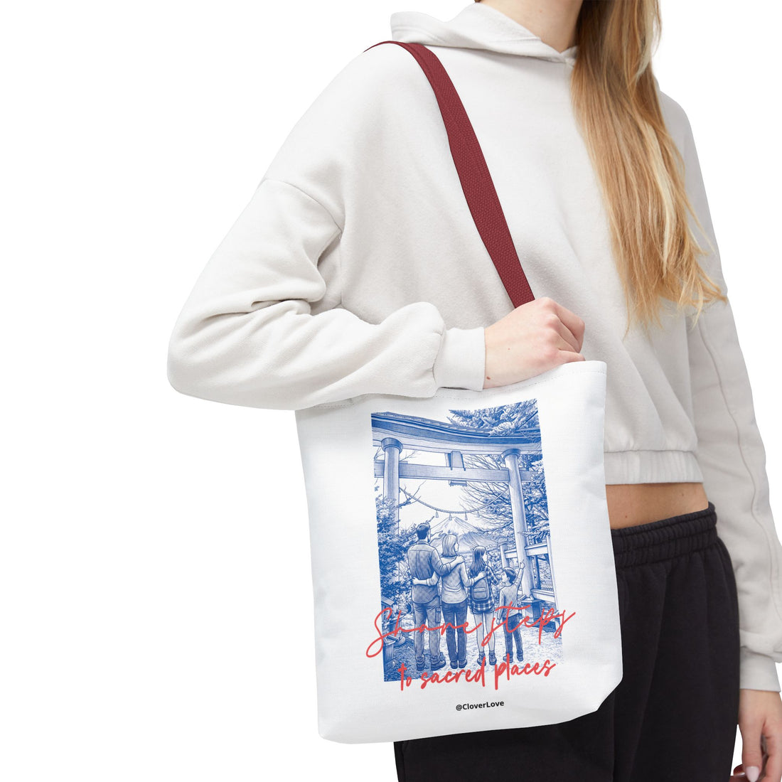 Japan Travel Tote Bag | Vintage Torii Gate Fuji Mountain Canvas Bag