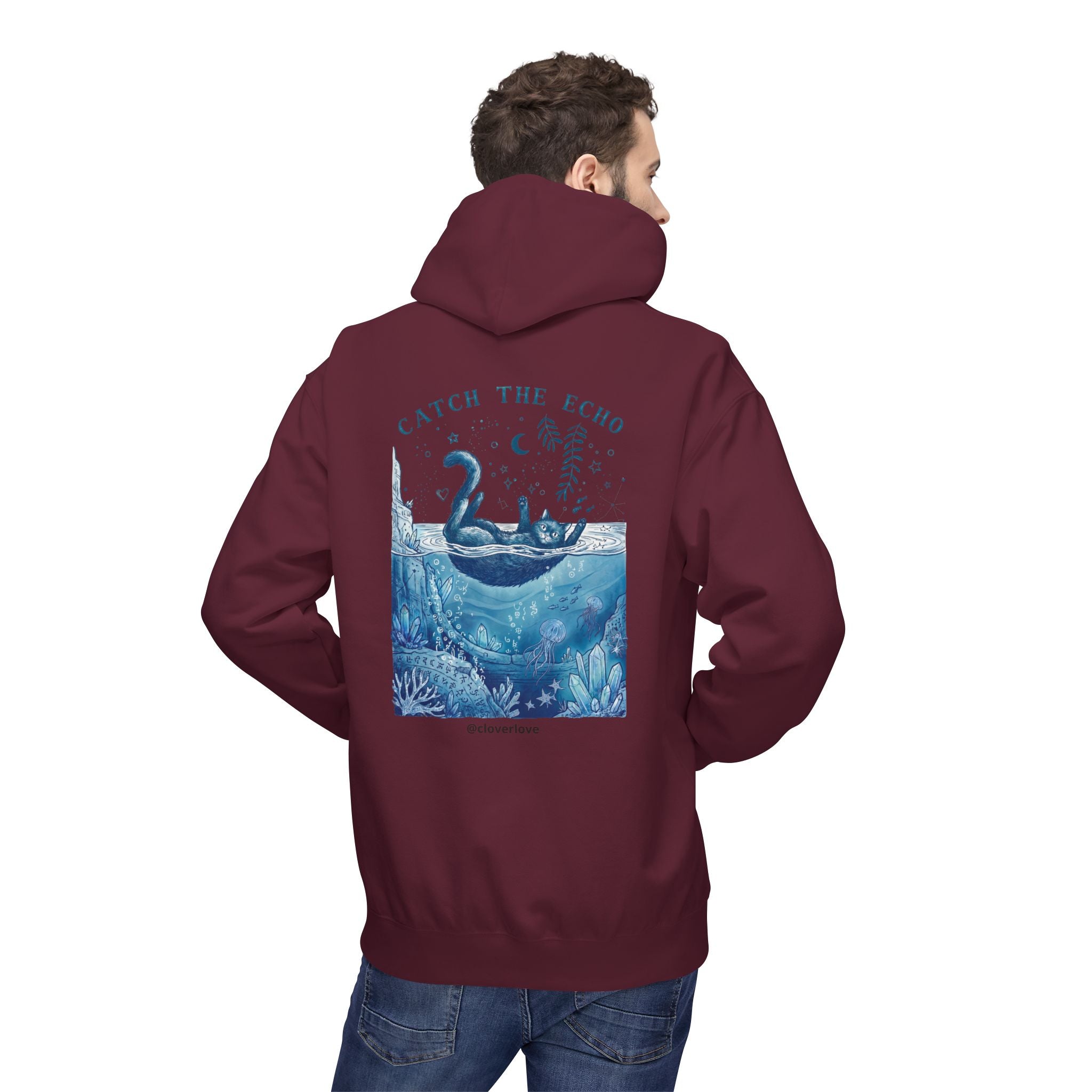 Katzen-Ozean-Abenteuer-Kapuzenpullover | Vintage Unterwasser-Grafik-Sweatshirt