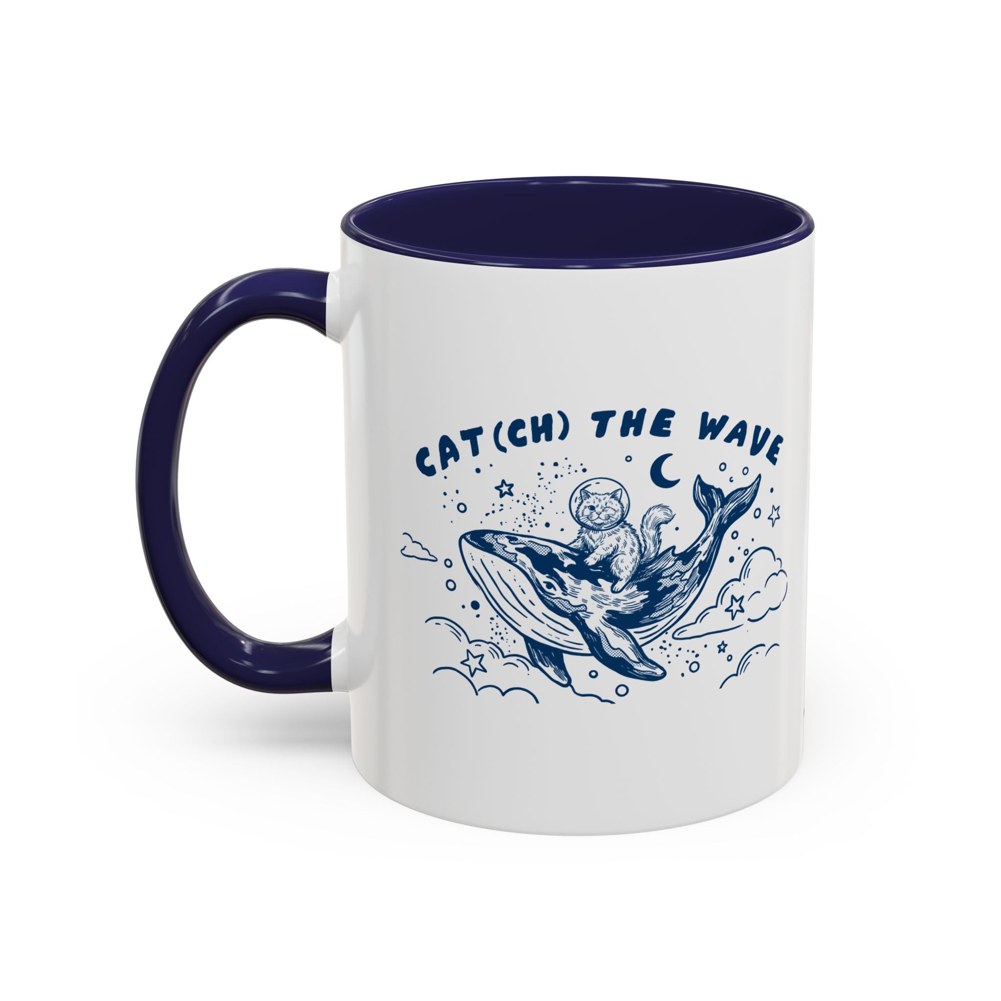 Cat's Wave Adventure Mug - Cute Cat Whale Ocean Coffee Cup
