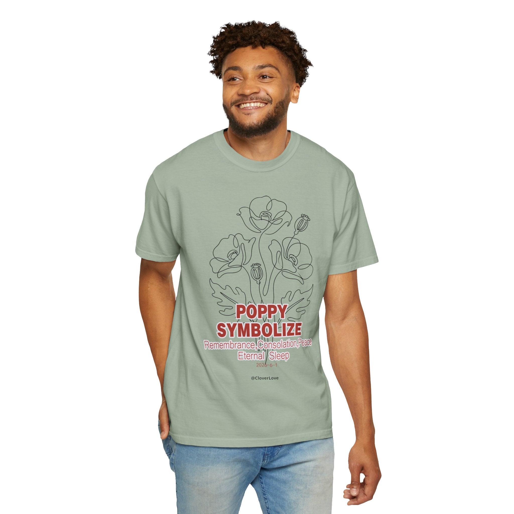 Poppy Flower T-Shirt - Memorial Botanical Graphic Shirt for Flower Lovers
