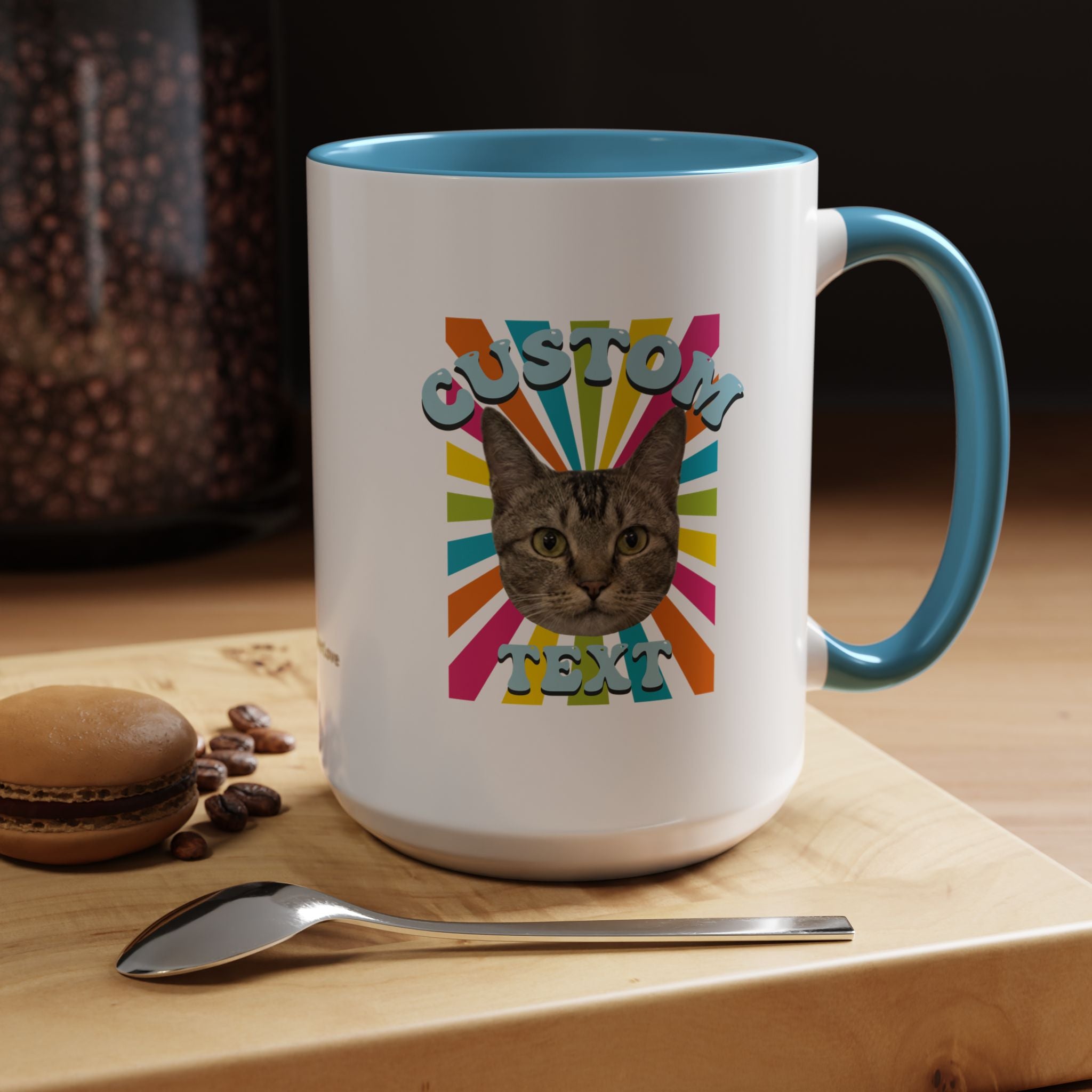 Retro Custom Cat Mug | Personalized Pet Photo Coffee Cup With Custom Text