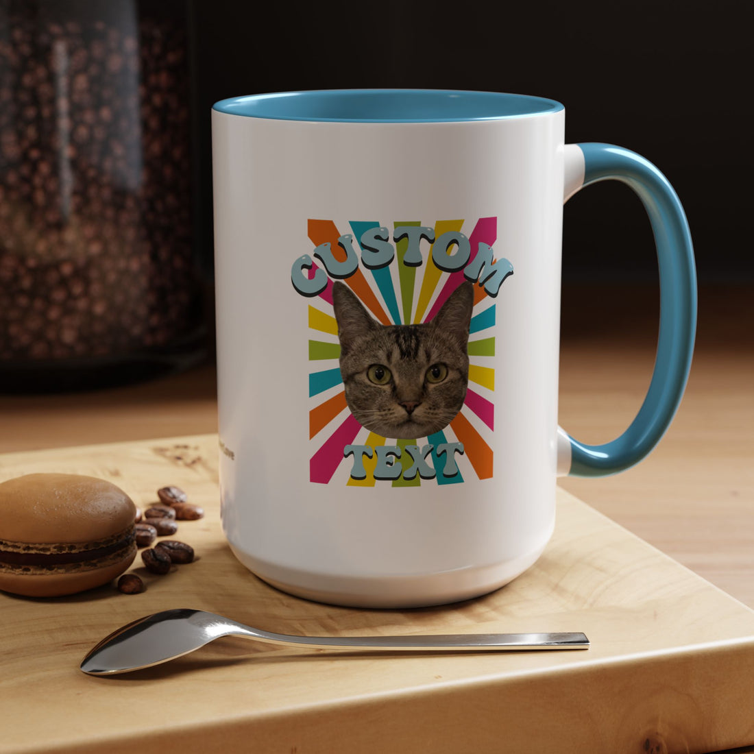 Retro Custom Cat Mug | Personalized Pet Photo Coffee Cup With Custom Text