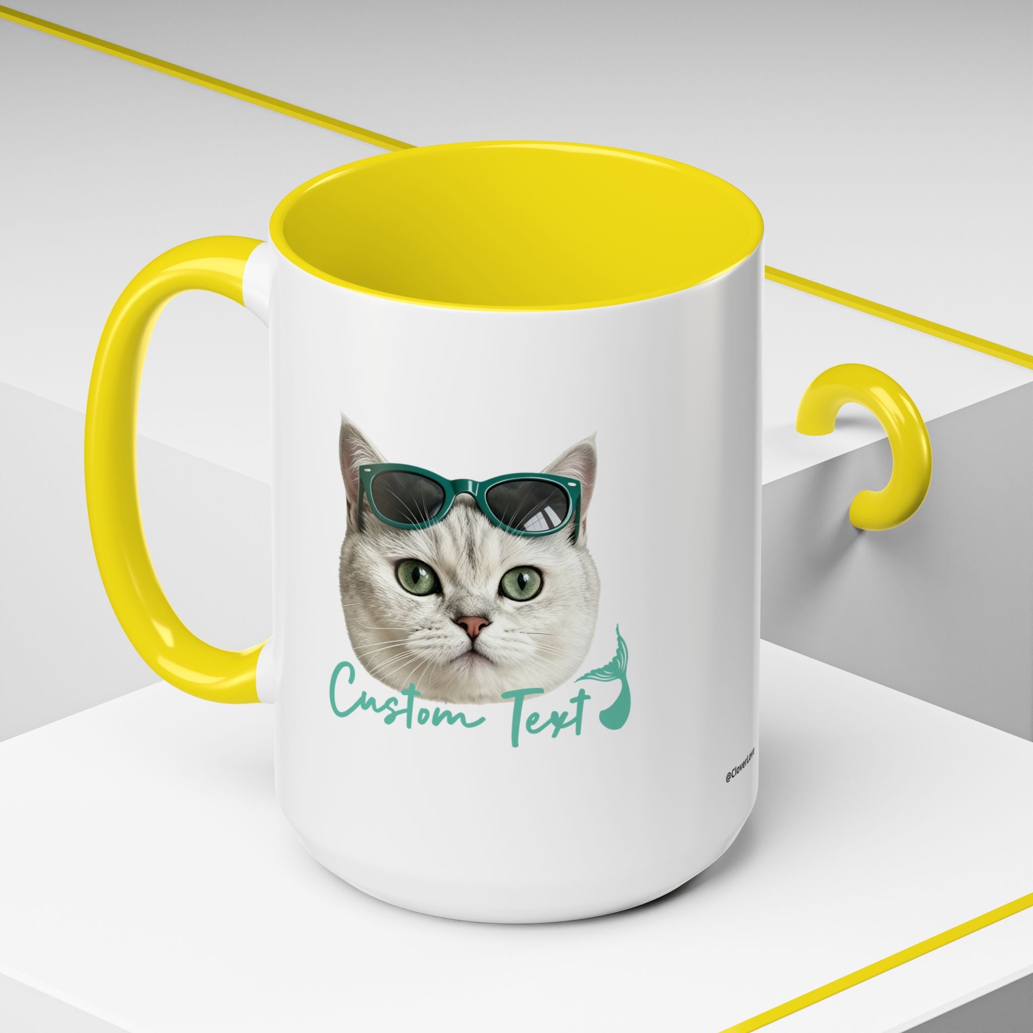 Meerjungfrauenkatze Sommer Tasse | Personalisierte Katzenkaffeetasse mit individuellem Text