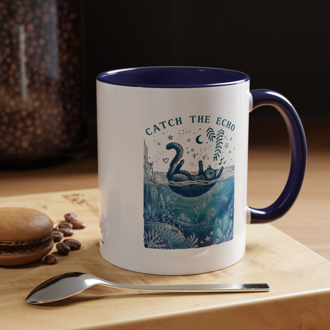 Cat's Ocean Echo Mug - Cute Underwater Cat Lover Coffee Cup