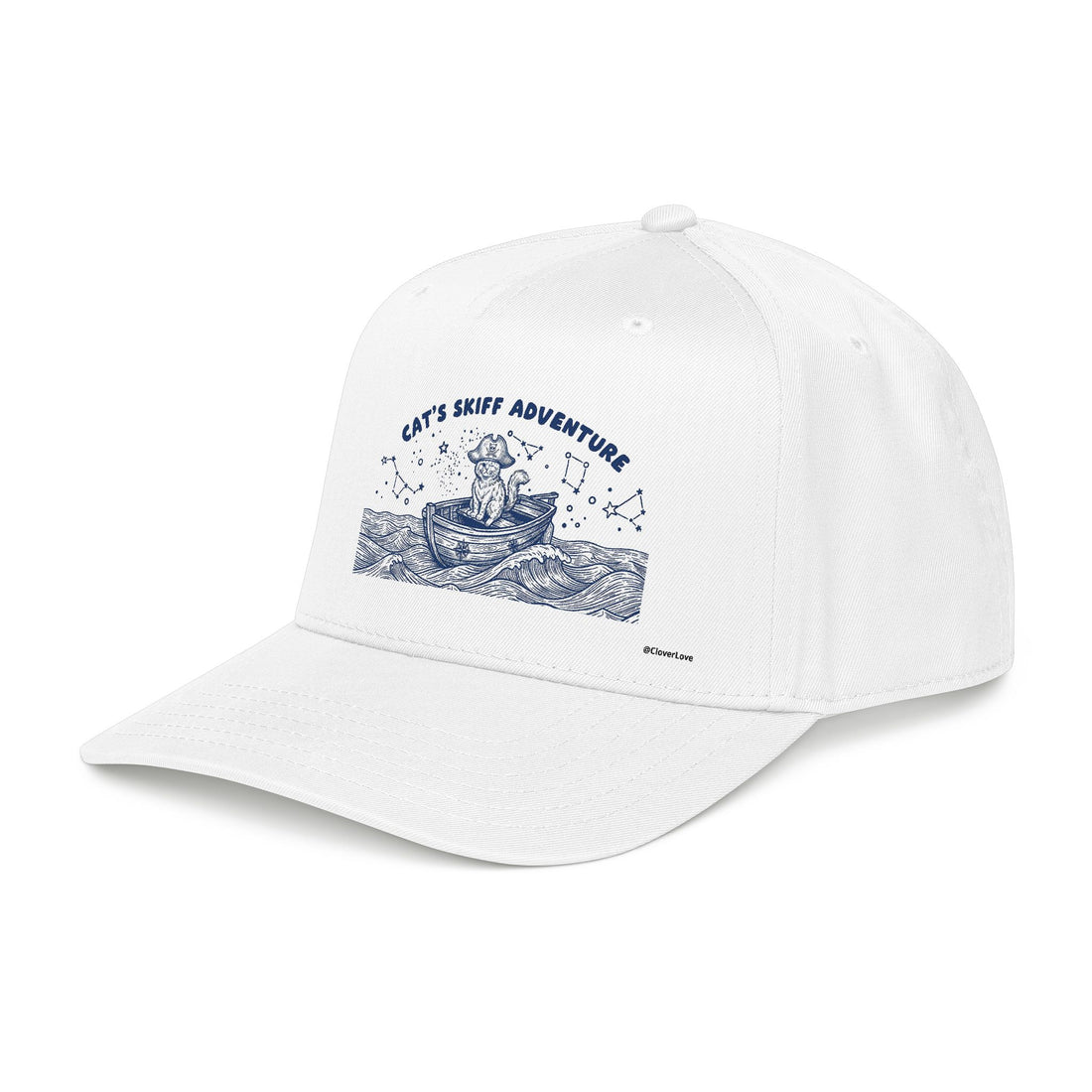 Cat Boat Hat - Ocean Adventure Baseball Cap, Nautical Cat Lover Gift, Coastal Travel Hat