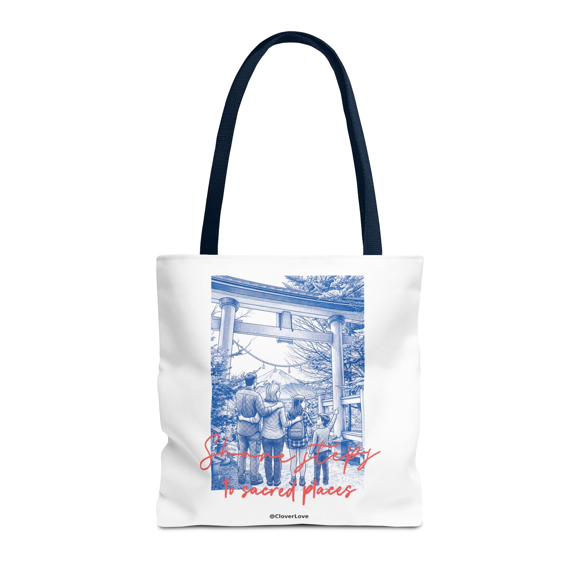 Japan Travel Tote Bag | Vintage Torii Gate Fuji Mountain Canvas Bag