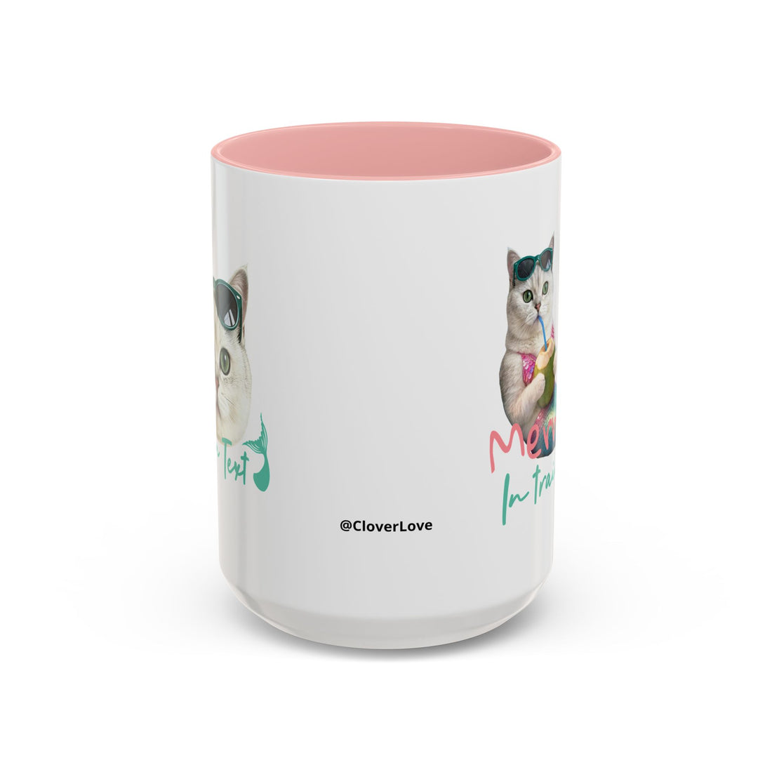 Mermaid Cat Summer Mug | Personalized Cat Coffee Cup With Custom Text