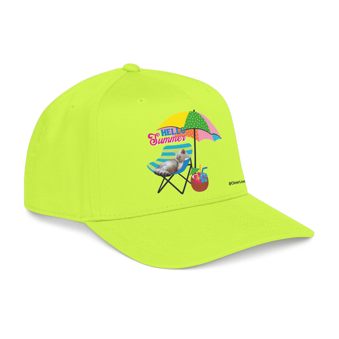Hello Summer Cat Hat | Cute Beach Cat Baseball Cap For Cat Lovers