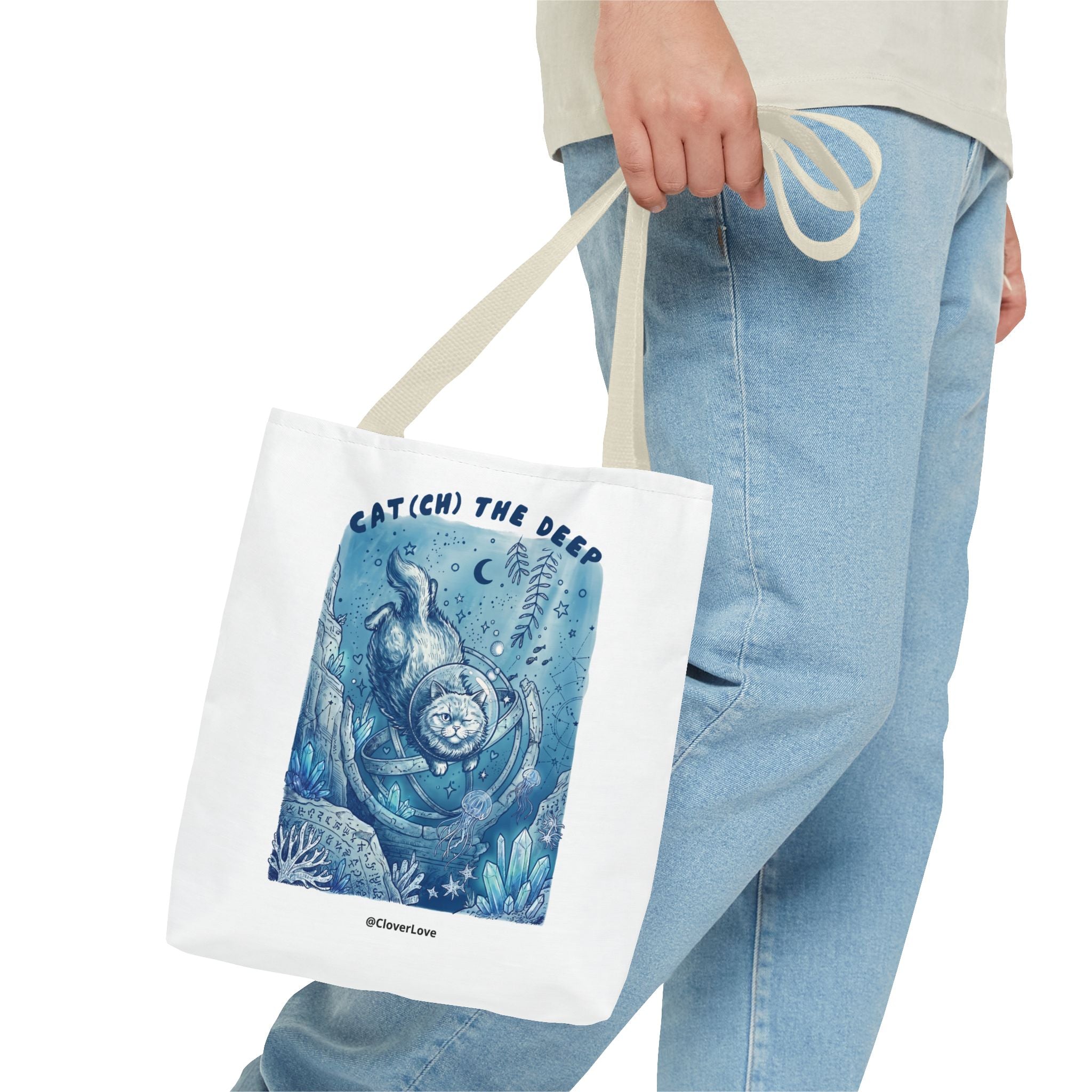 Cat Deep Sea Adventure Tote Bag | Vintage Ocean Explorer Canvas Bag
