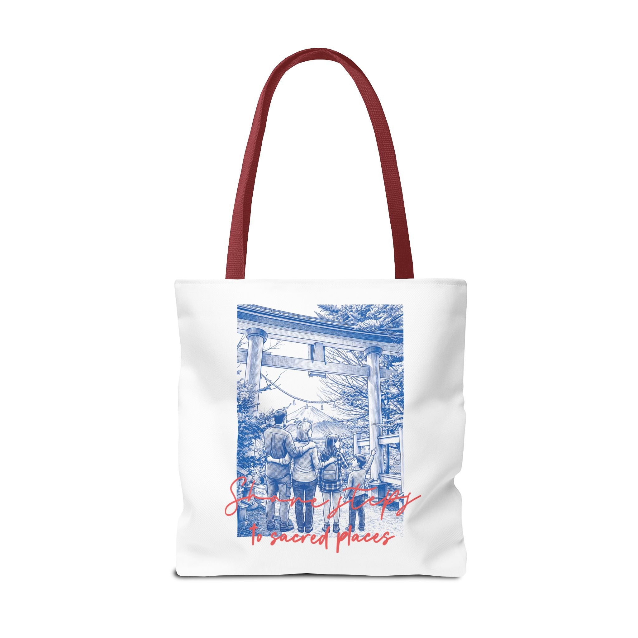 Japan Travel Tote Bag | Vintage Torii Gate Fuji Mountain Canvas Bag