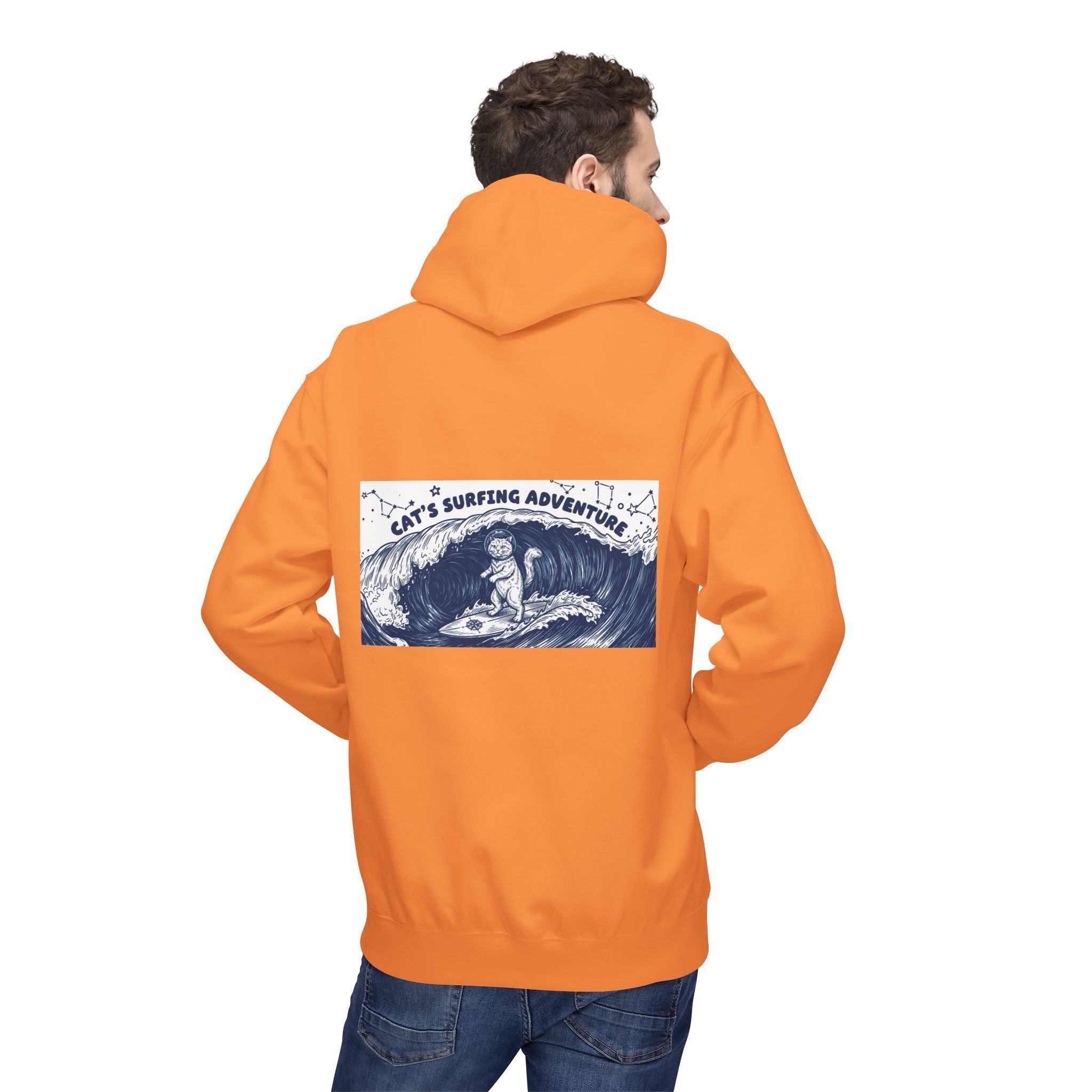 Cat's Surfing Adventure Hoodie | Vintage Ocean Graphic Sweatshirt