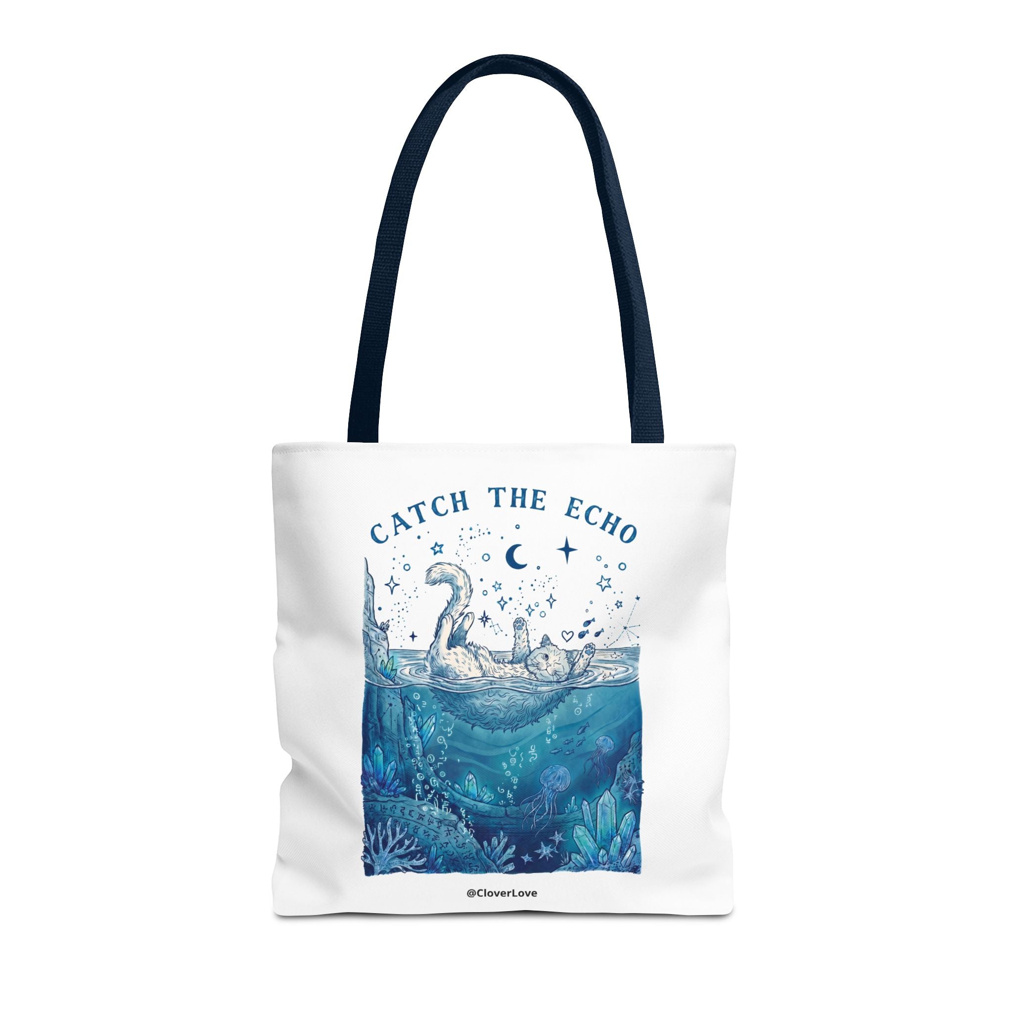 Cat Ocean Adventure Tote Bag | Vintage Underwater Graphic Canvas Bag