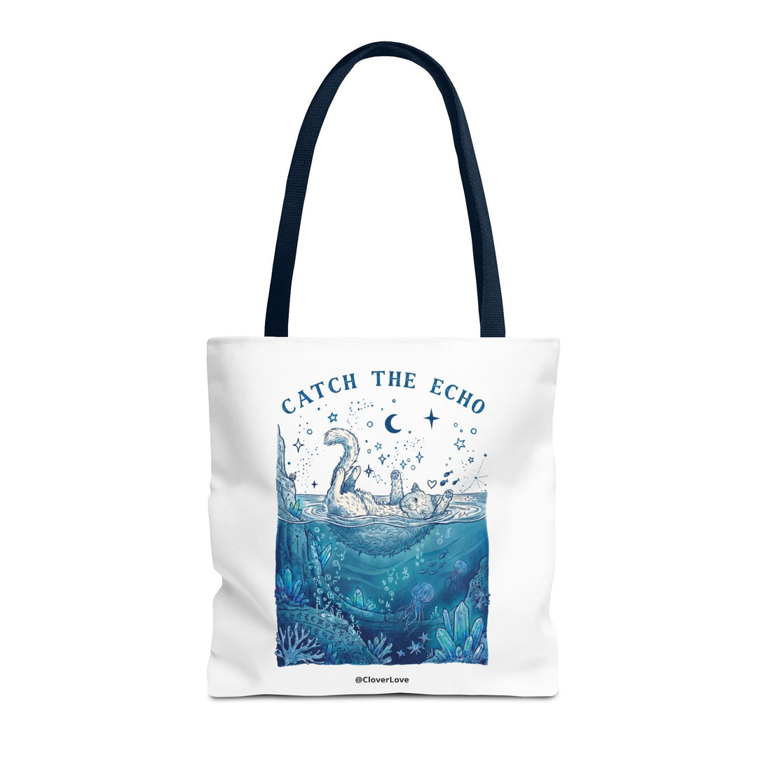 Cat Ocean Adventure Tote Bag | Vintage Underwater Graphic Canvas Bag