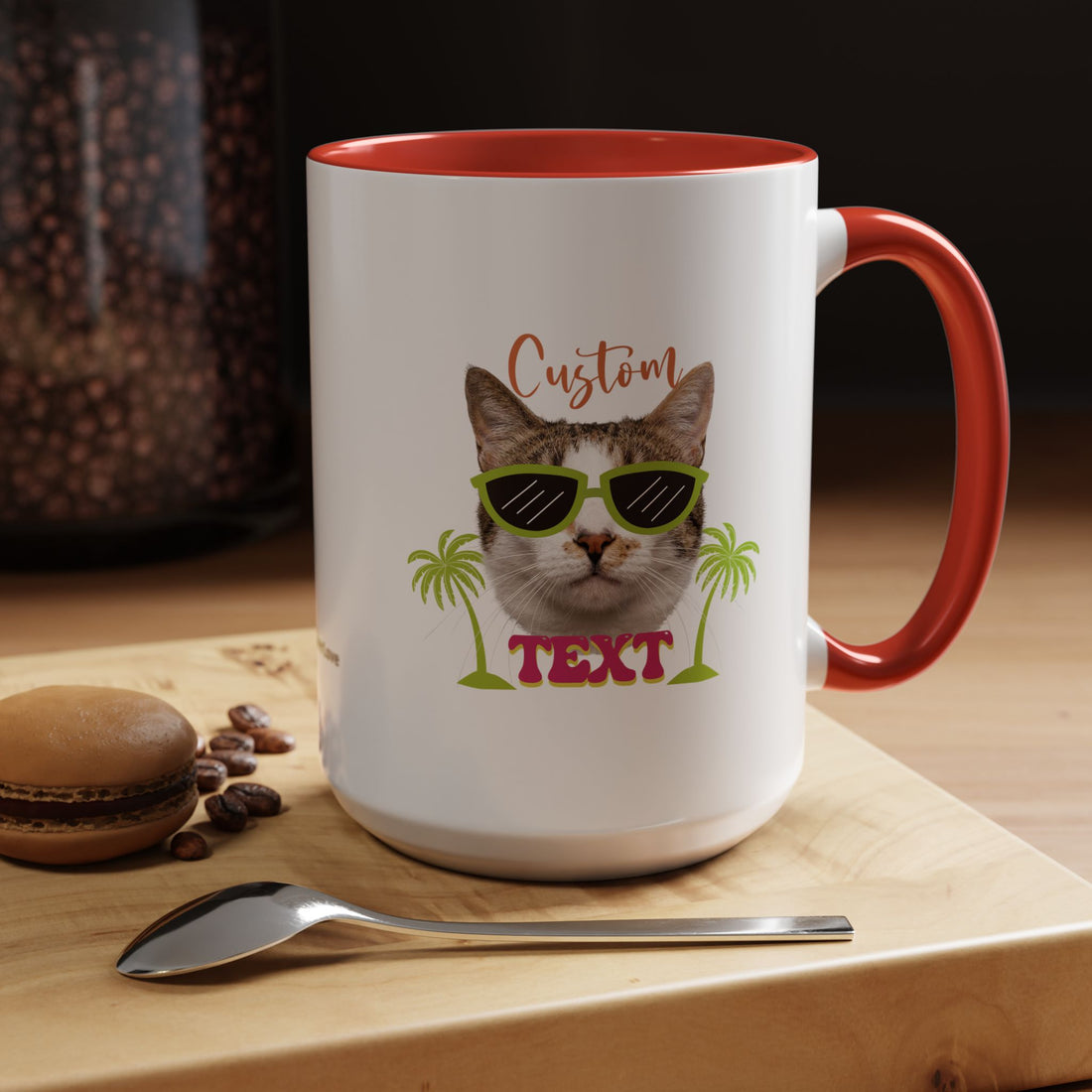 Cool Cat Summer Mug | Personalized Cat Photo Coffee Cup With Custom Text