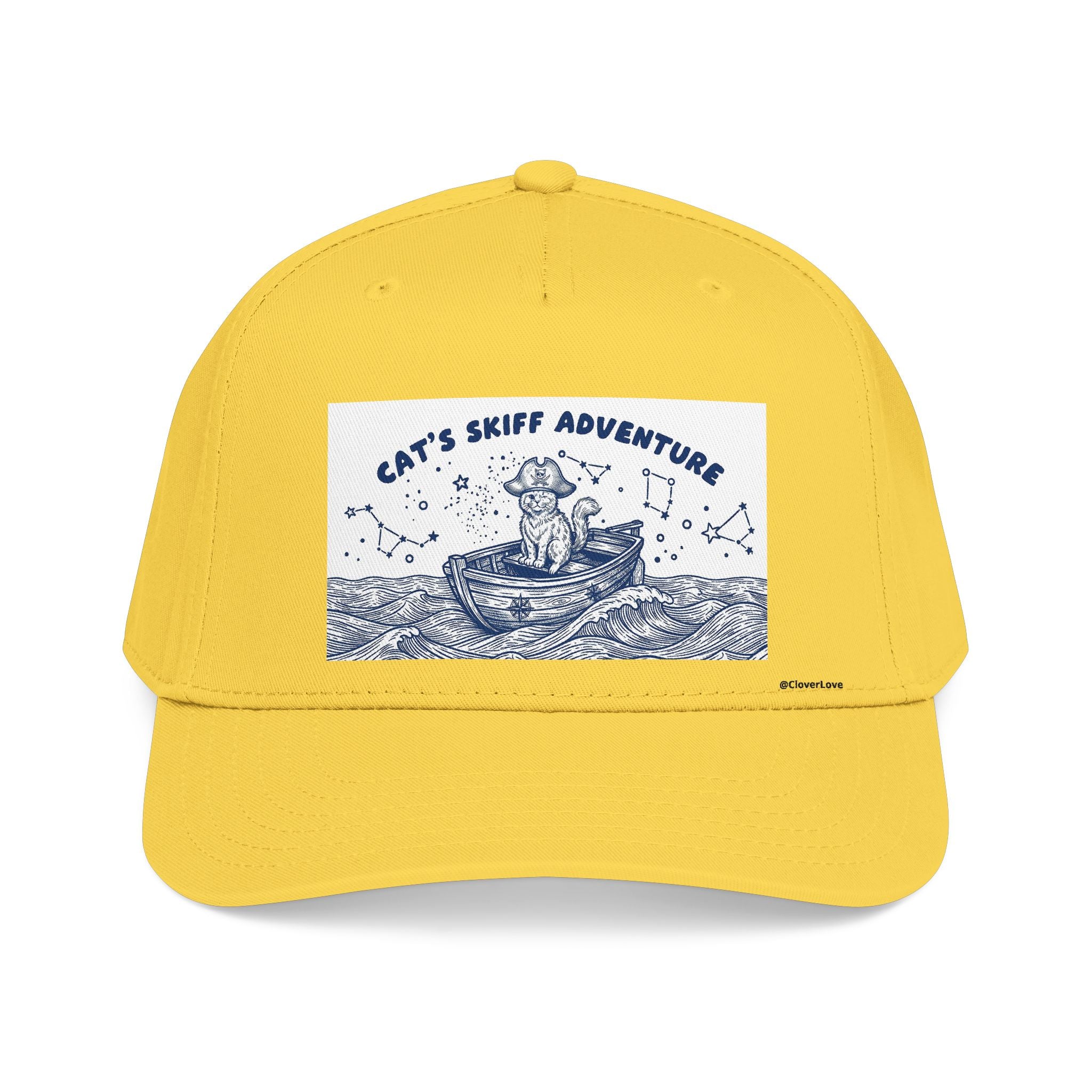 Cat Boat Hat - Ocean Adventure Baseball Cap, Nautical Cat Lover Gift, Coastal Travel Hat