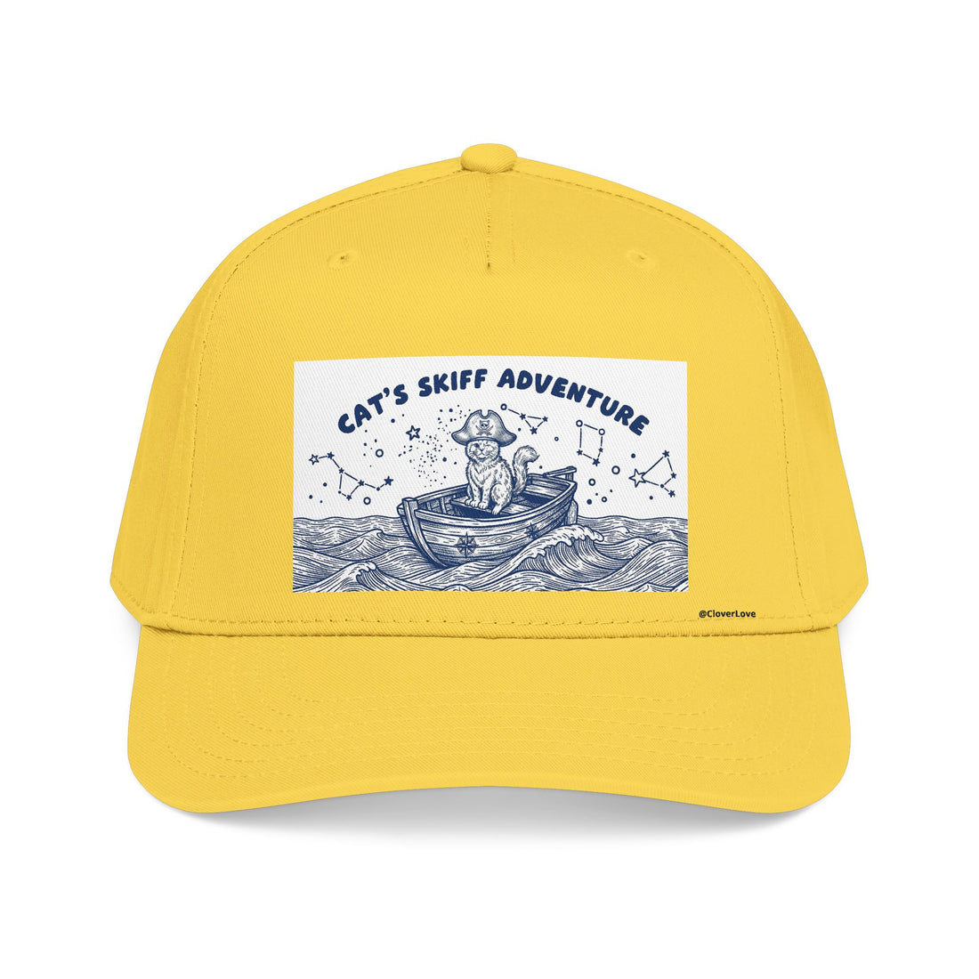 Cat Boat Hat - Ocean Adventure Baseball Cap, Nautical Cat Lover Gift, Coastal Travel Hat