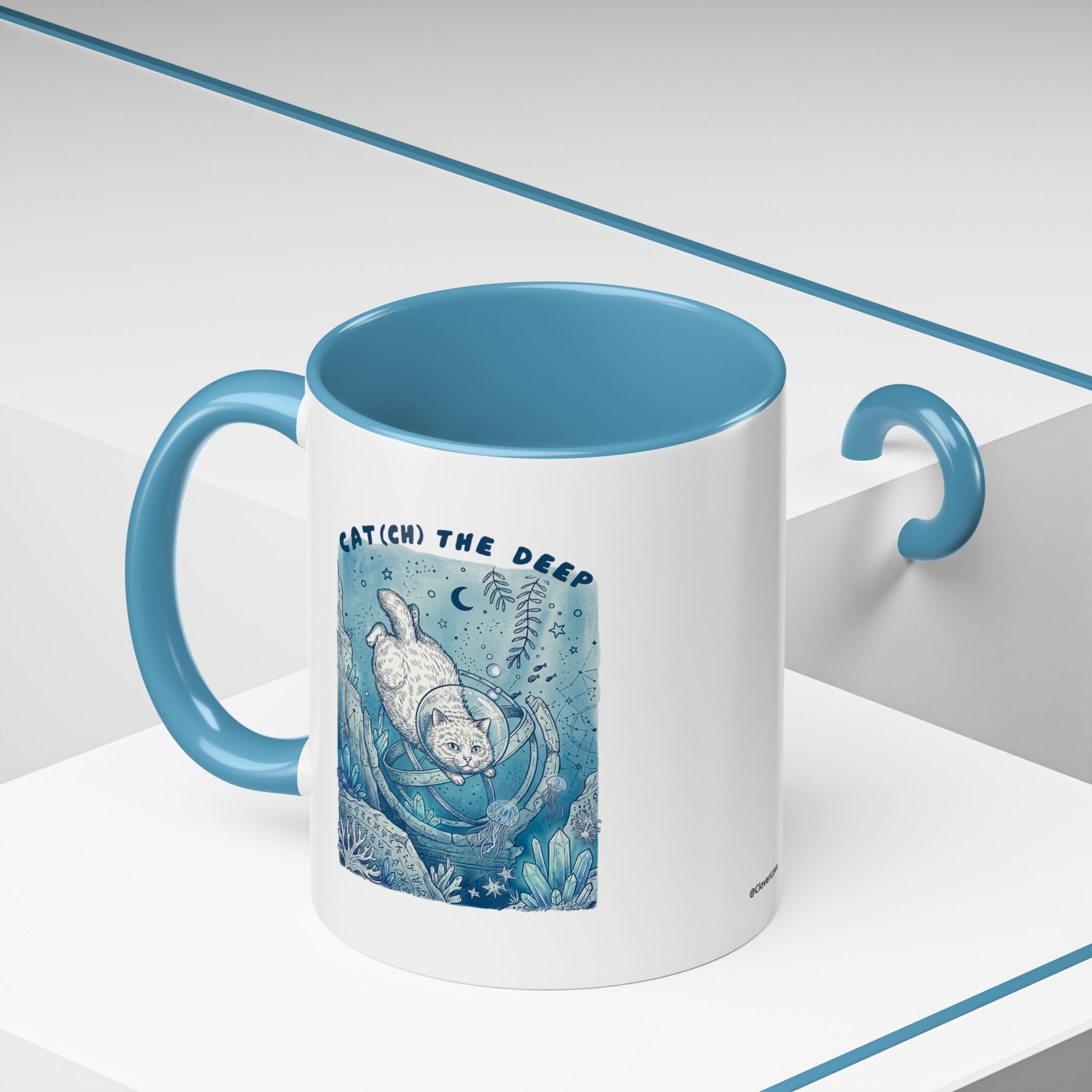 Cat's Deep Ocean Adventure Mug - Underwater Cat Lover Coffee Cup