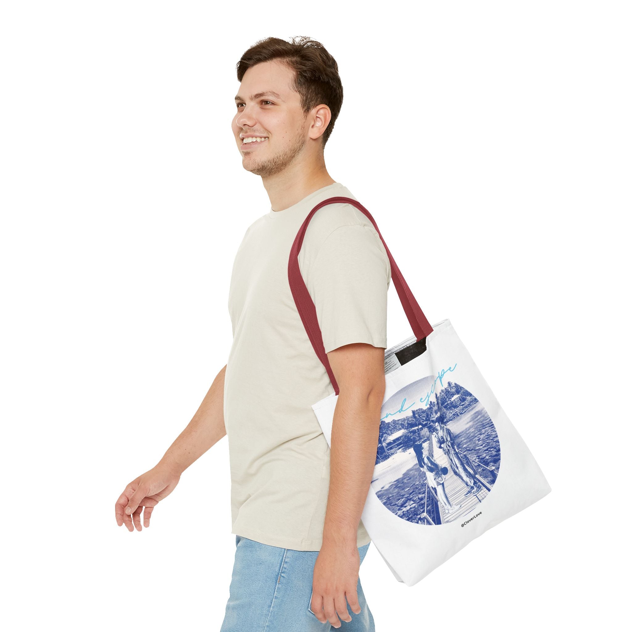 Island Escape Tote Bag | Vintage Beach Travel Canvas Bag