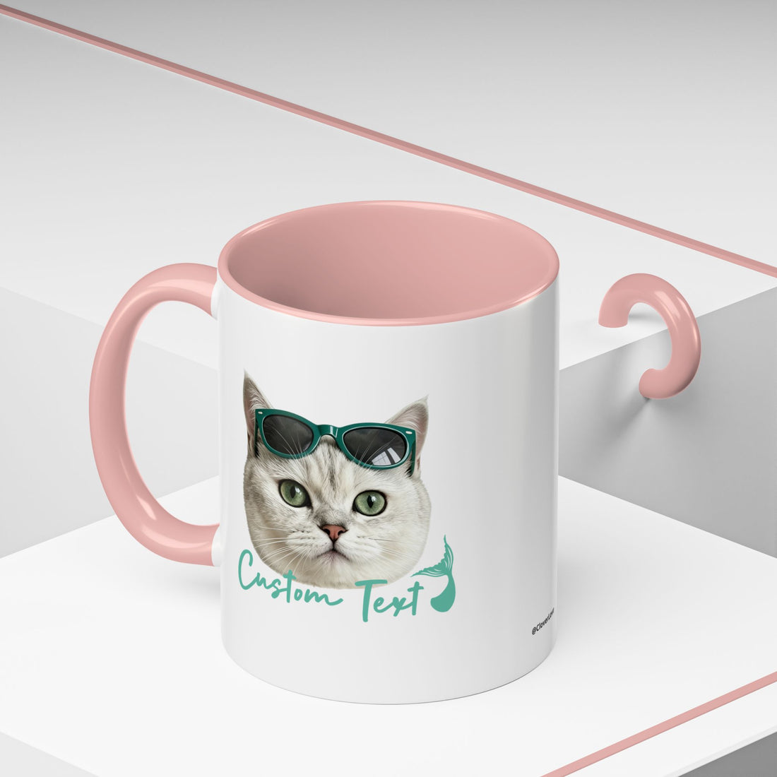 Meerjungfrauenkatze Sommer Tasse | Personalisierte Katzenkaffeetasse mit individuellem Text