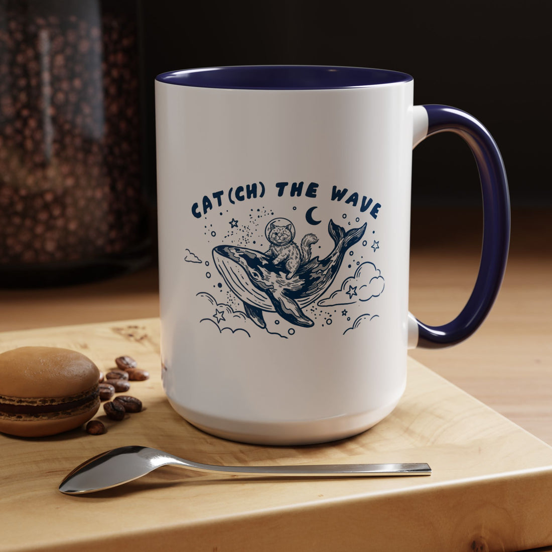Cat's Wave Adventure Mug - Cute Cat Whale Ocean Coffee Cup