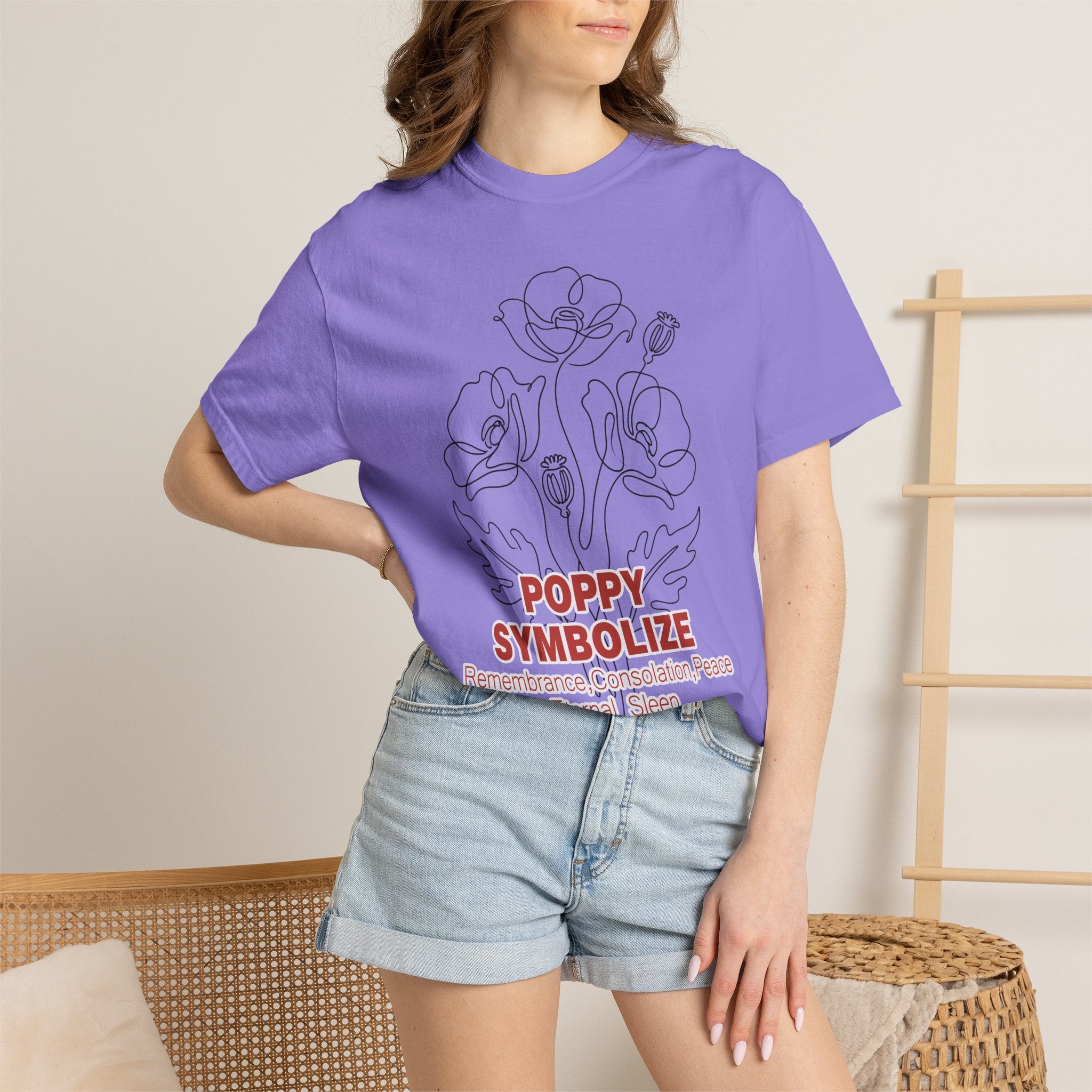 Poppy Flower T-Shirt - Memorial Botanical Graphic Shirt for Flower Lovers