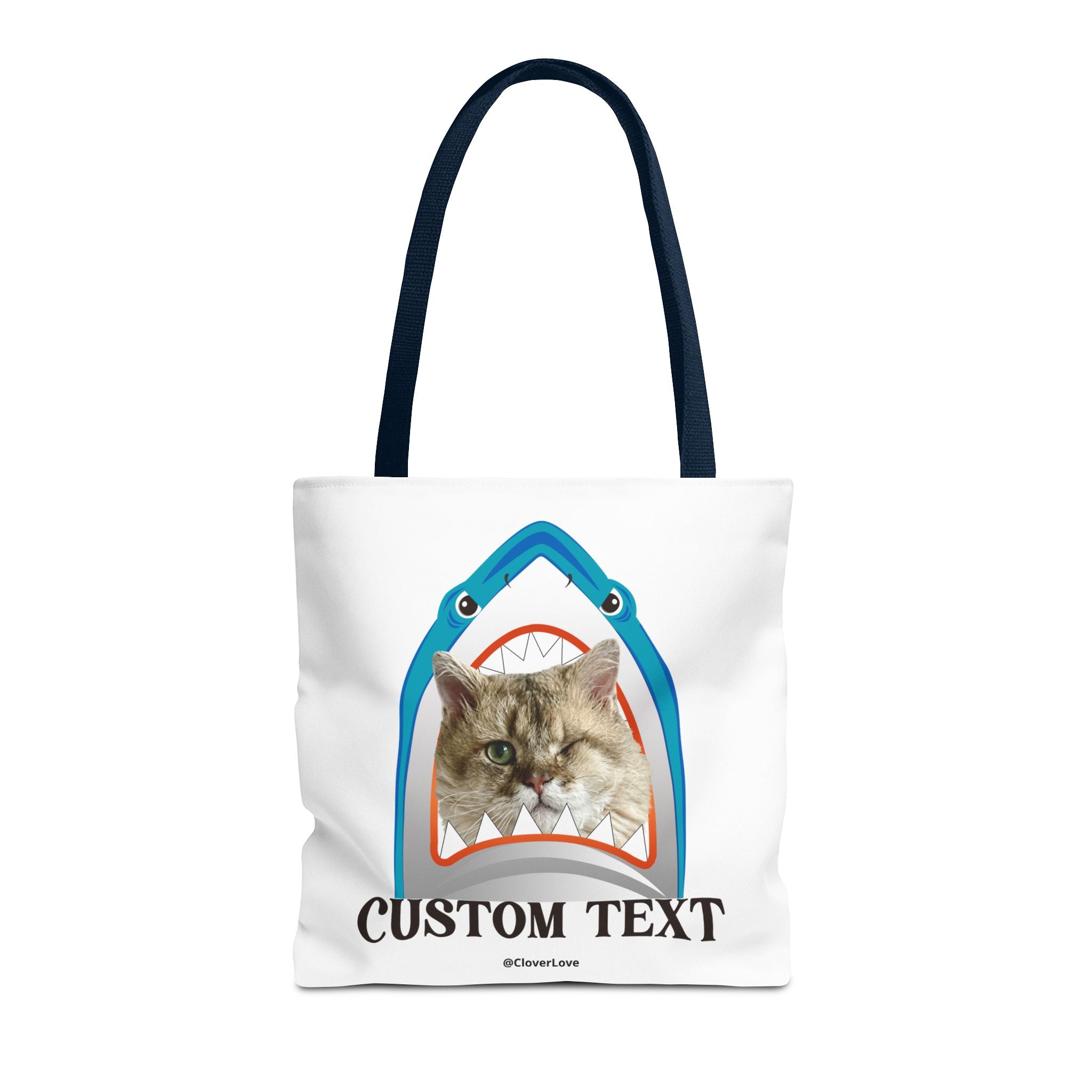 Funny Cat Tote Bag | Custom Pet Photo Shark Summer Bag