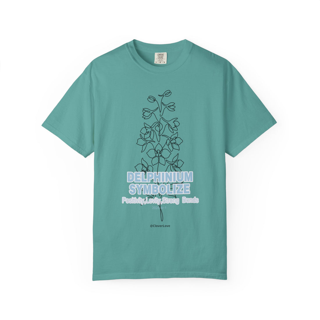 Delphinium Flower T-Shirt - Botanical Graphic Shirt for Flower Lovers