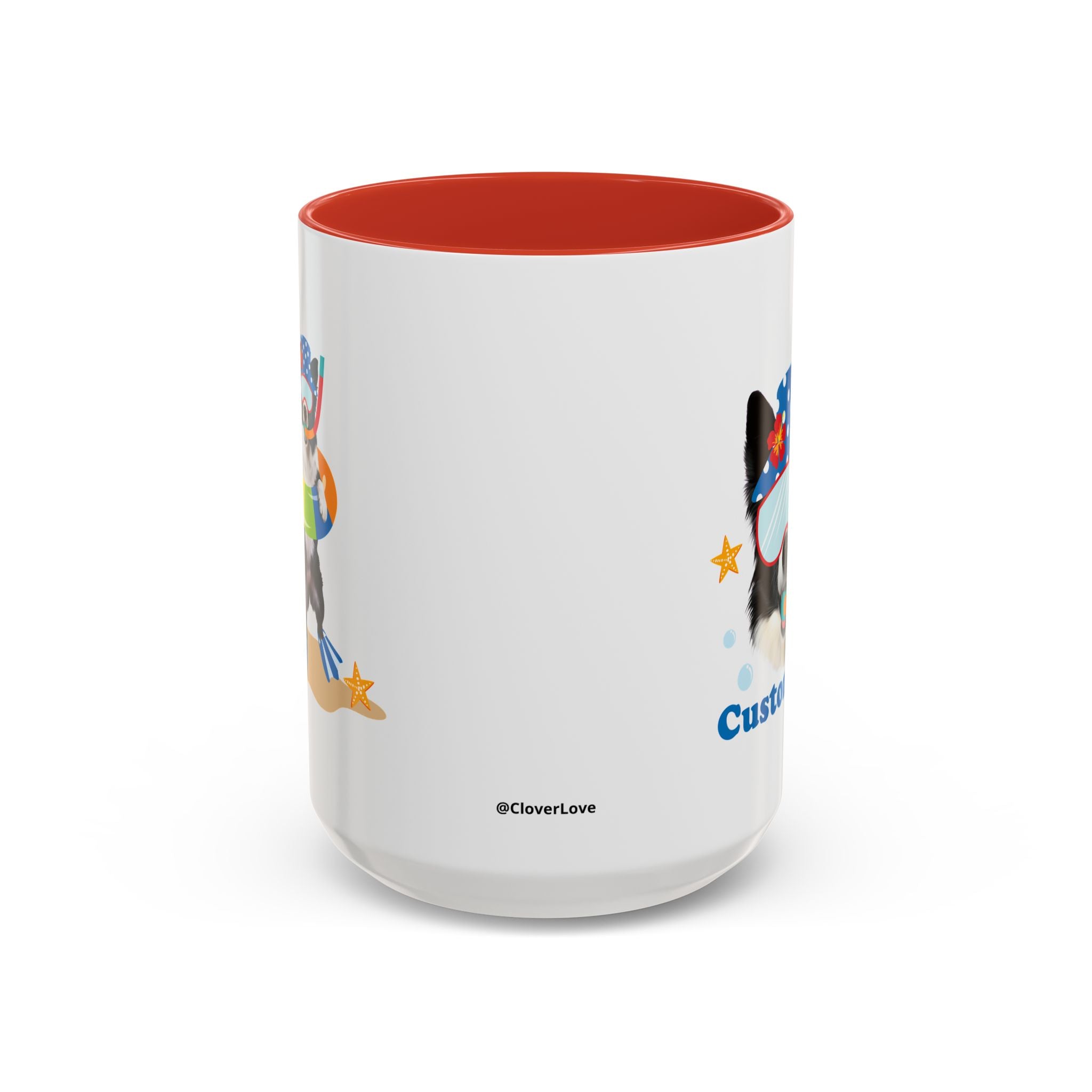 Sommer Tauchhund Tasse | Personalisierte Hundefoto Kaffeetasse mit individuellem Text