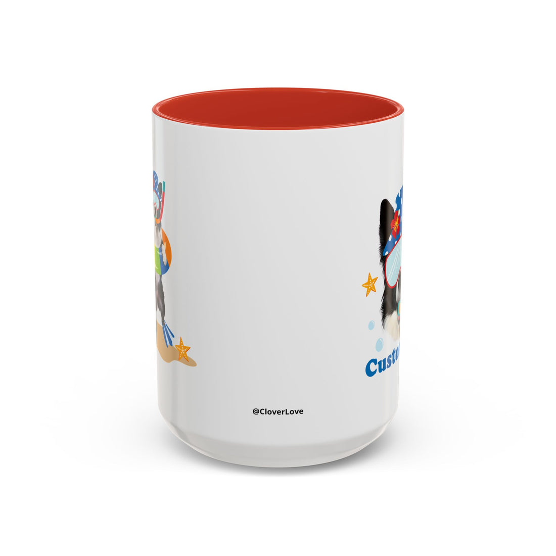 Sommer Tauchhund Tasse | Personalisierte Hundefoto Kaffeetasse mit individuellem Text