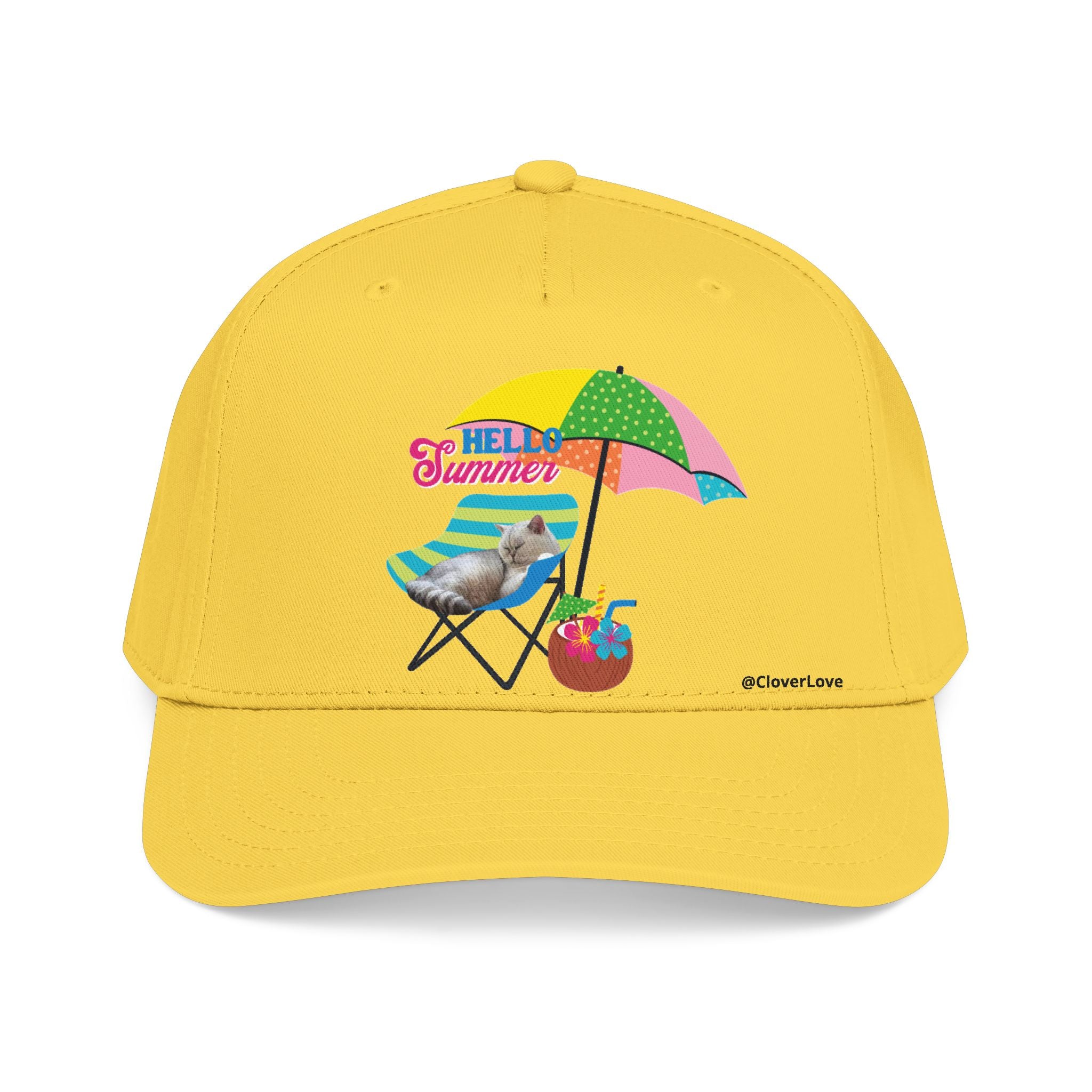 Hello Summer Cat Hat | Cute Beach Cat Baseball Cap For Cat Lovers