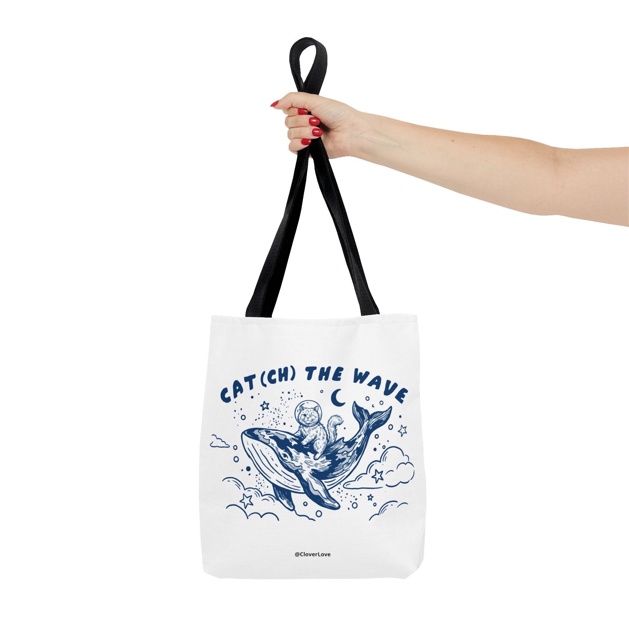 Cat Whale Adventure Tote Bag | Vintage Ocean Graphic Canvas Bag