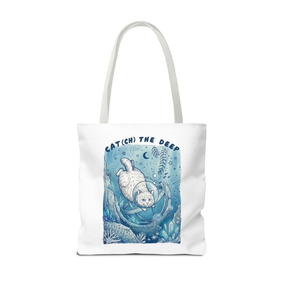 Cat Deep Sea Adventure Tote Bag | Vintage Ocean Explorer Canvas Bag
