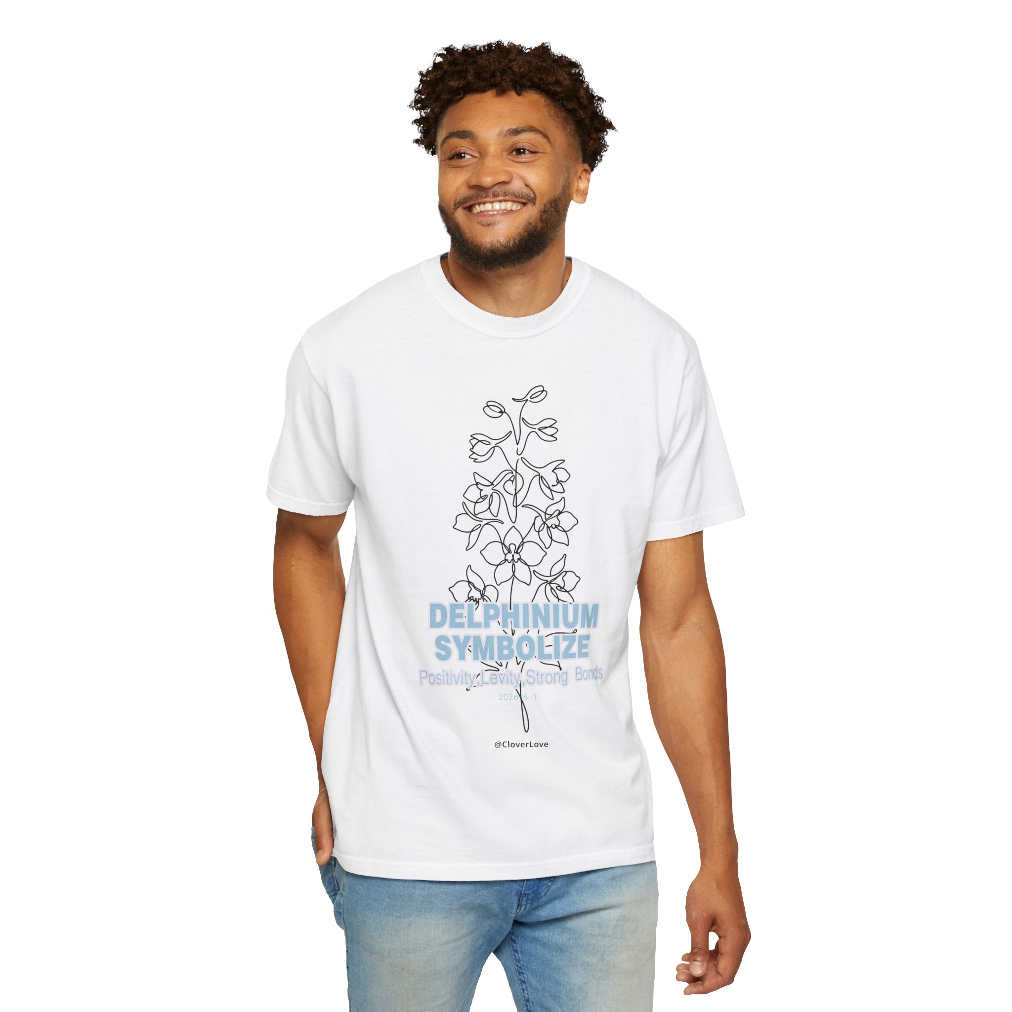 Delphinium Flower T-Shirt - Botanical Graphic Shirt for Flower Lovers