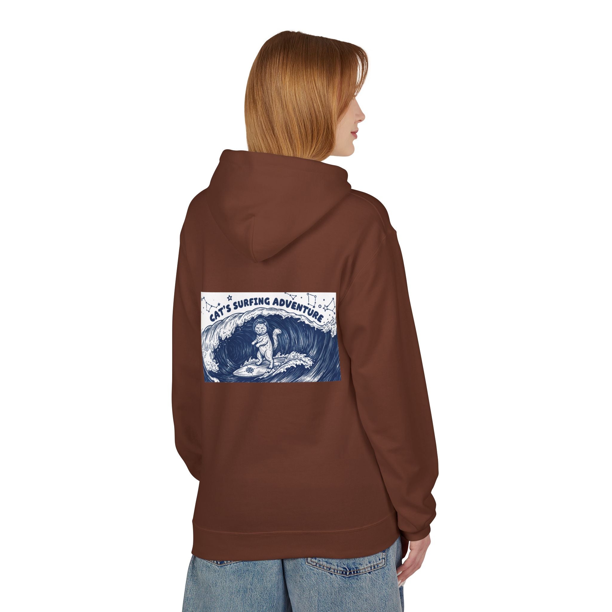 Cat's Surfing Adventure Hoodie | Vintage Ocean Graphic Sweatshirt