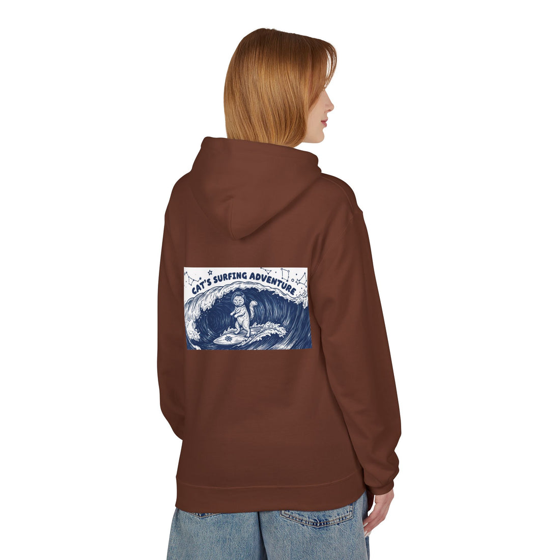 Cat's Surfing Adventure Hoodie | Vintage Ocean Graphic Sweatshirt