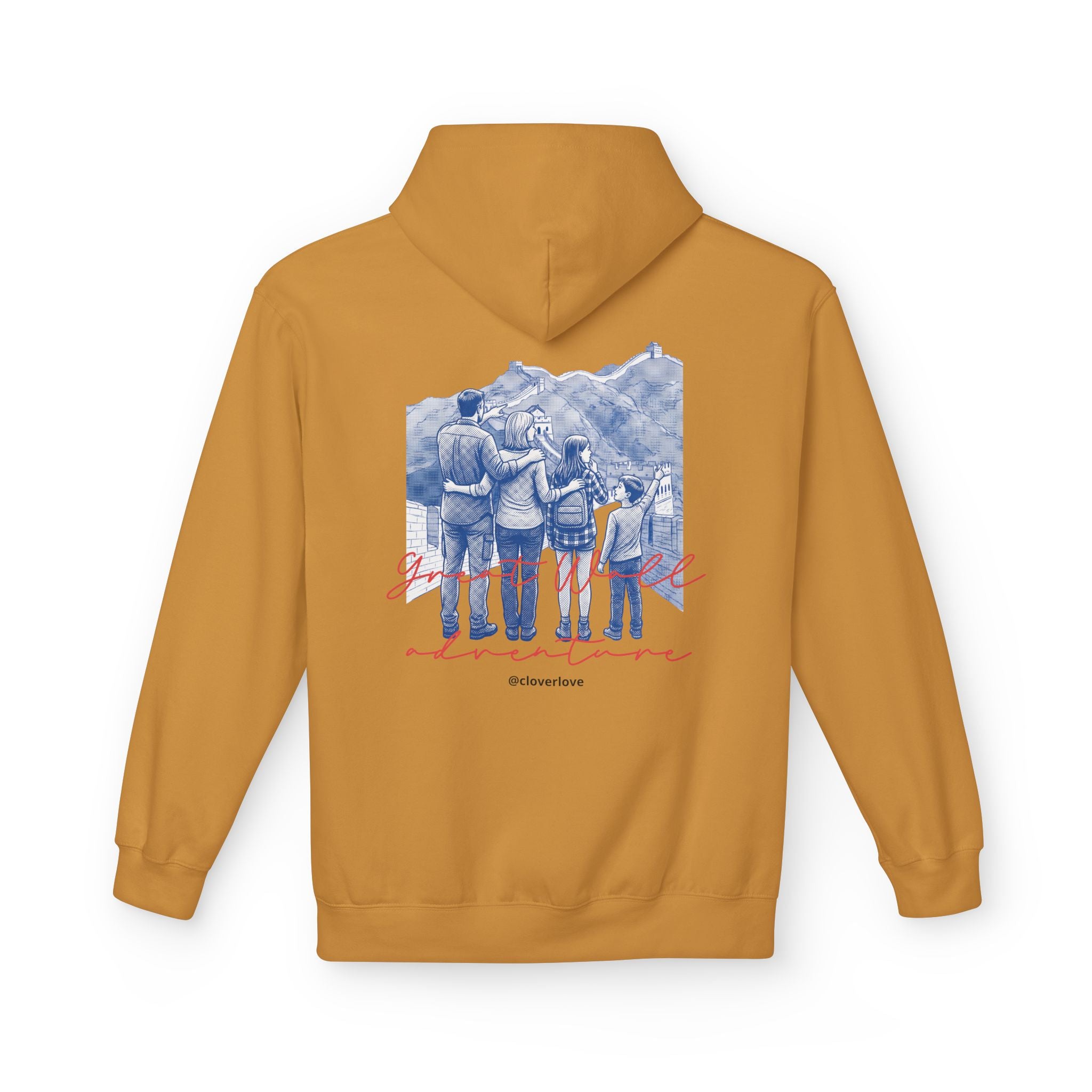 Große Mauer Familienabenteuer Hoodie – Vintage Reise Wahrzeichen Grafik Pullover Sweatshirt