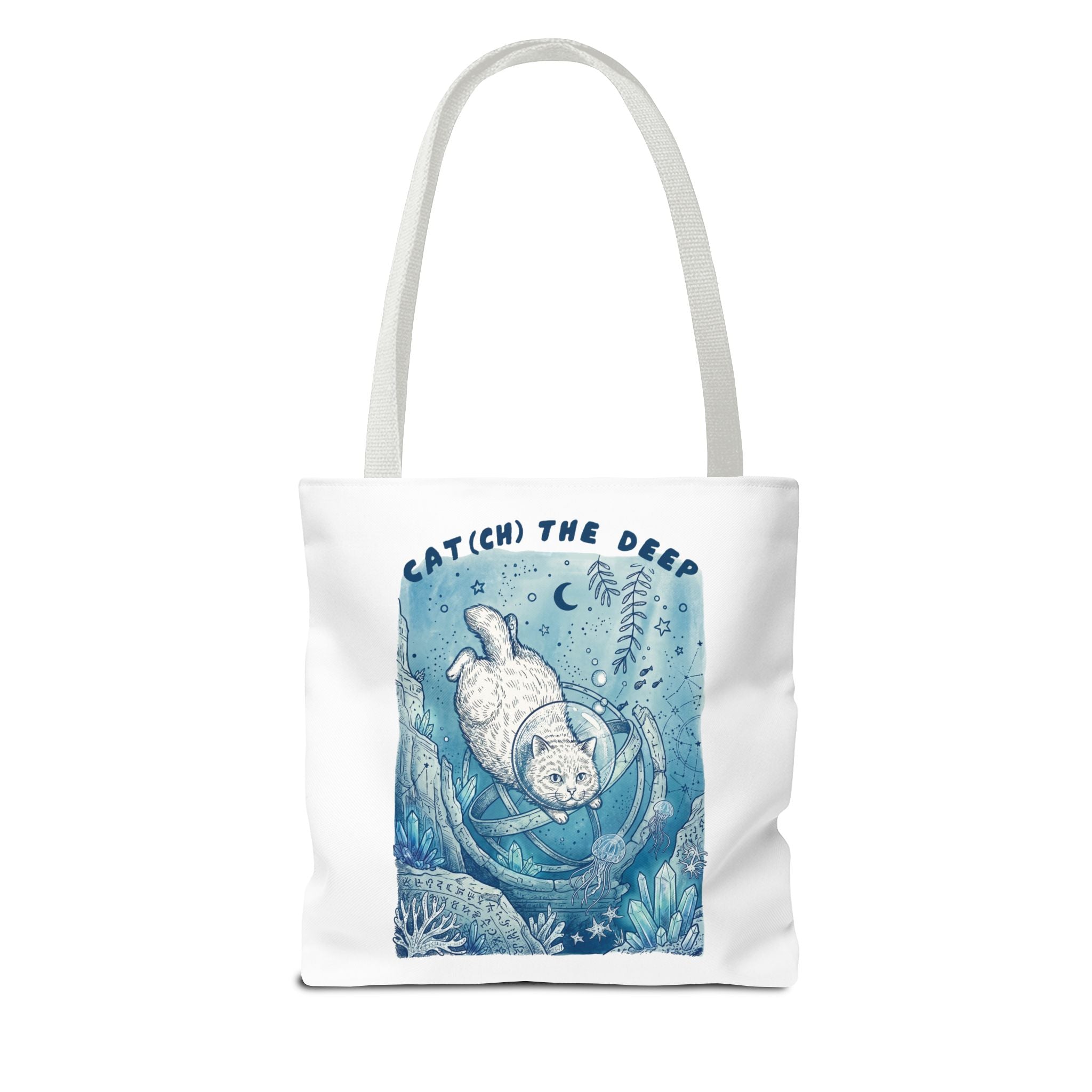 Cat Deep Sea Adventure Tote Bag | Vintage Ocean Explorer Canvas Bag
