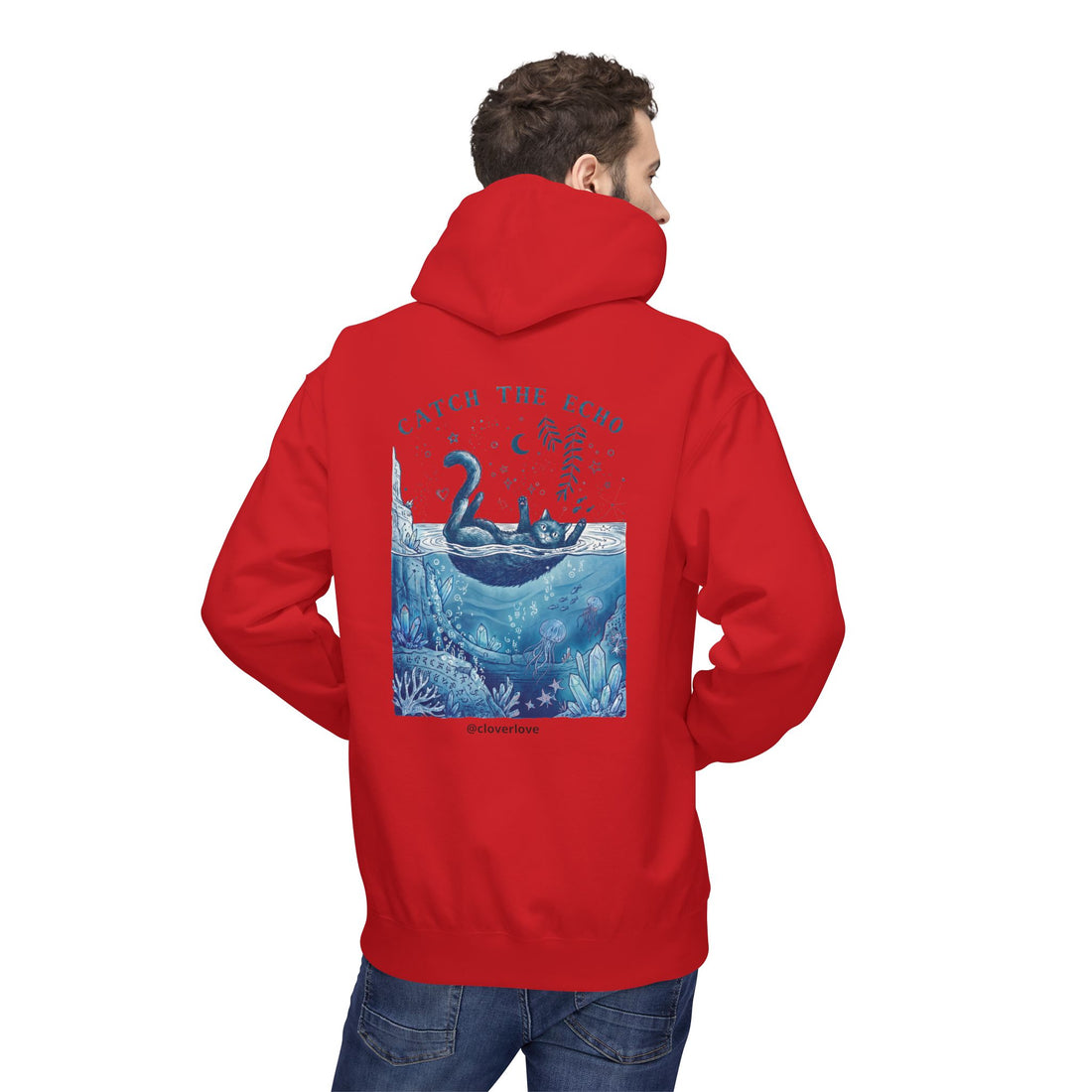 Katzen-Ozean-Abenteuer-Kapuzenpullover | Vintage Unterwasser-Grafik-Sweatshirt