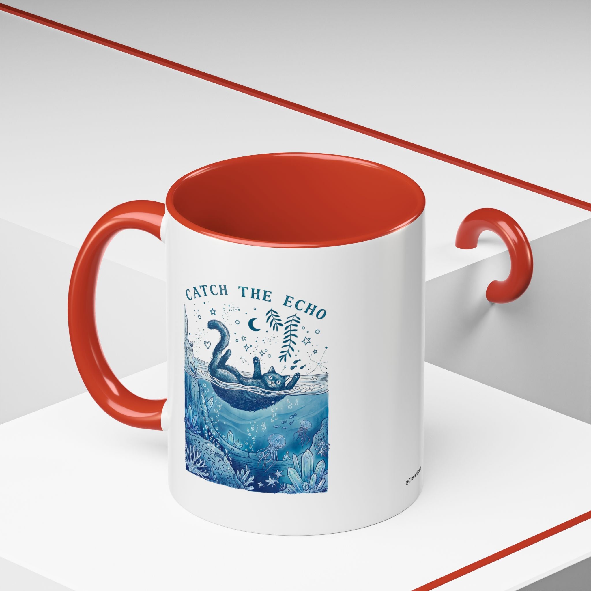 Cat's Ocean Echo Mug - Cute Underwater Cat Lover Coffee Cup