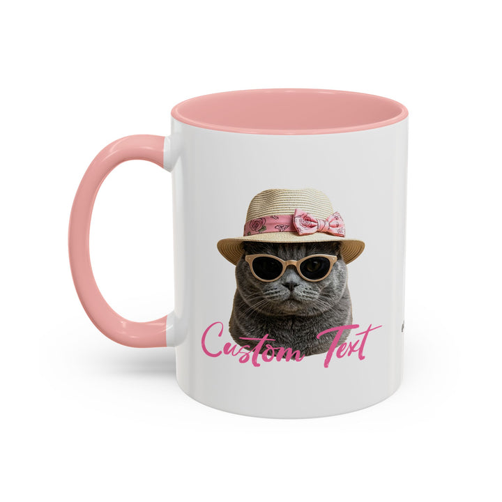 Summer Sunbathing Cat Mug | Personalized Cat Coffee Cup With Custom Text