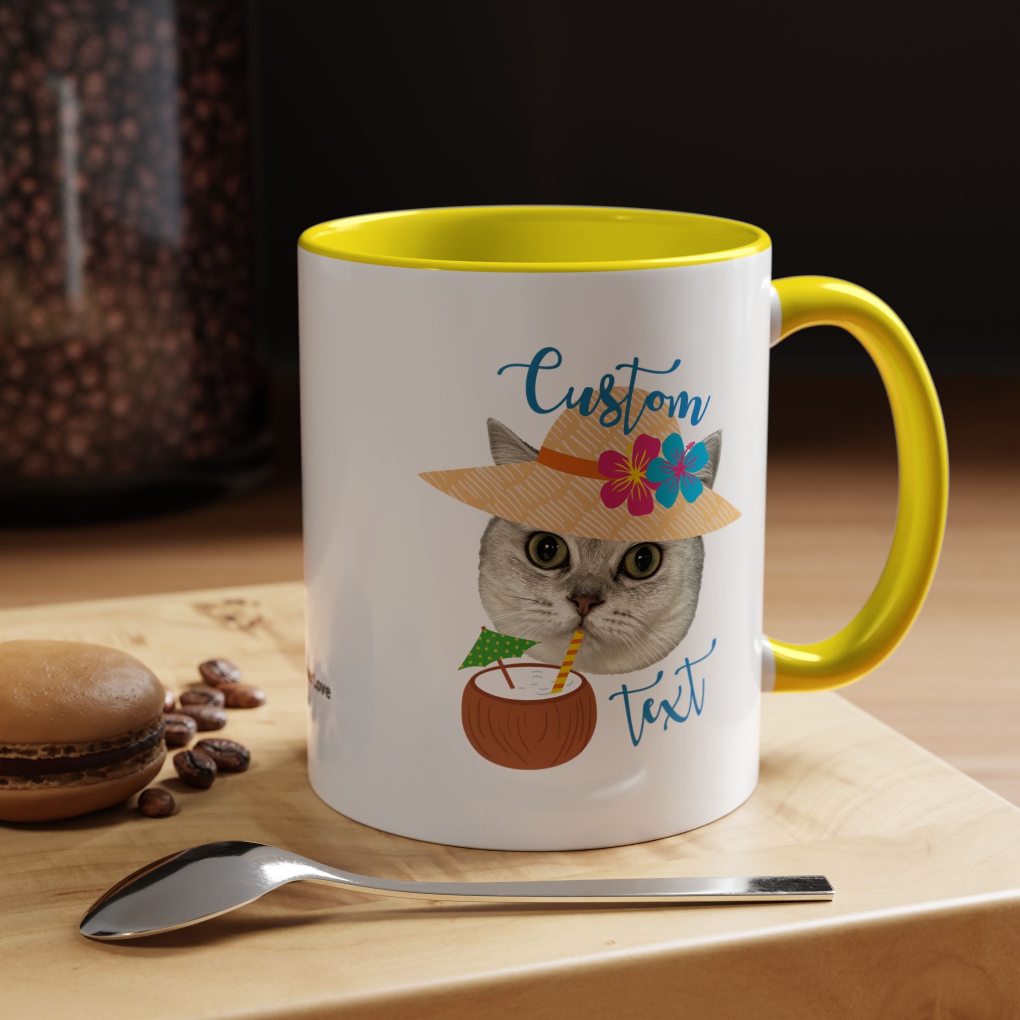 Personalized Summer Cat Mug | Custom Pet Portrait Coffee Cup