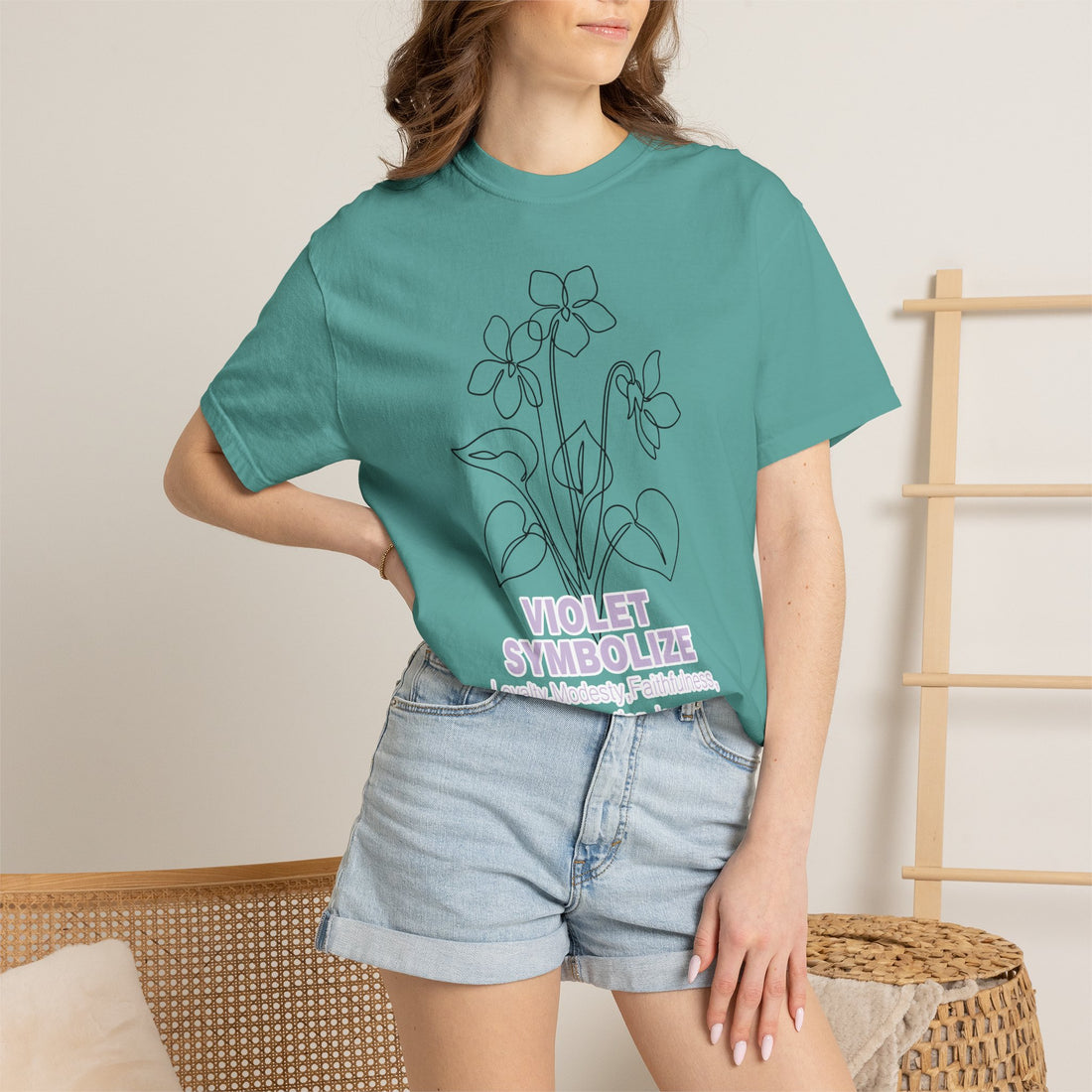 Violet Flower T-Shirt - Botanical Graphic Shirt for Flower Lovers