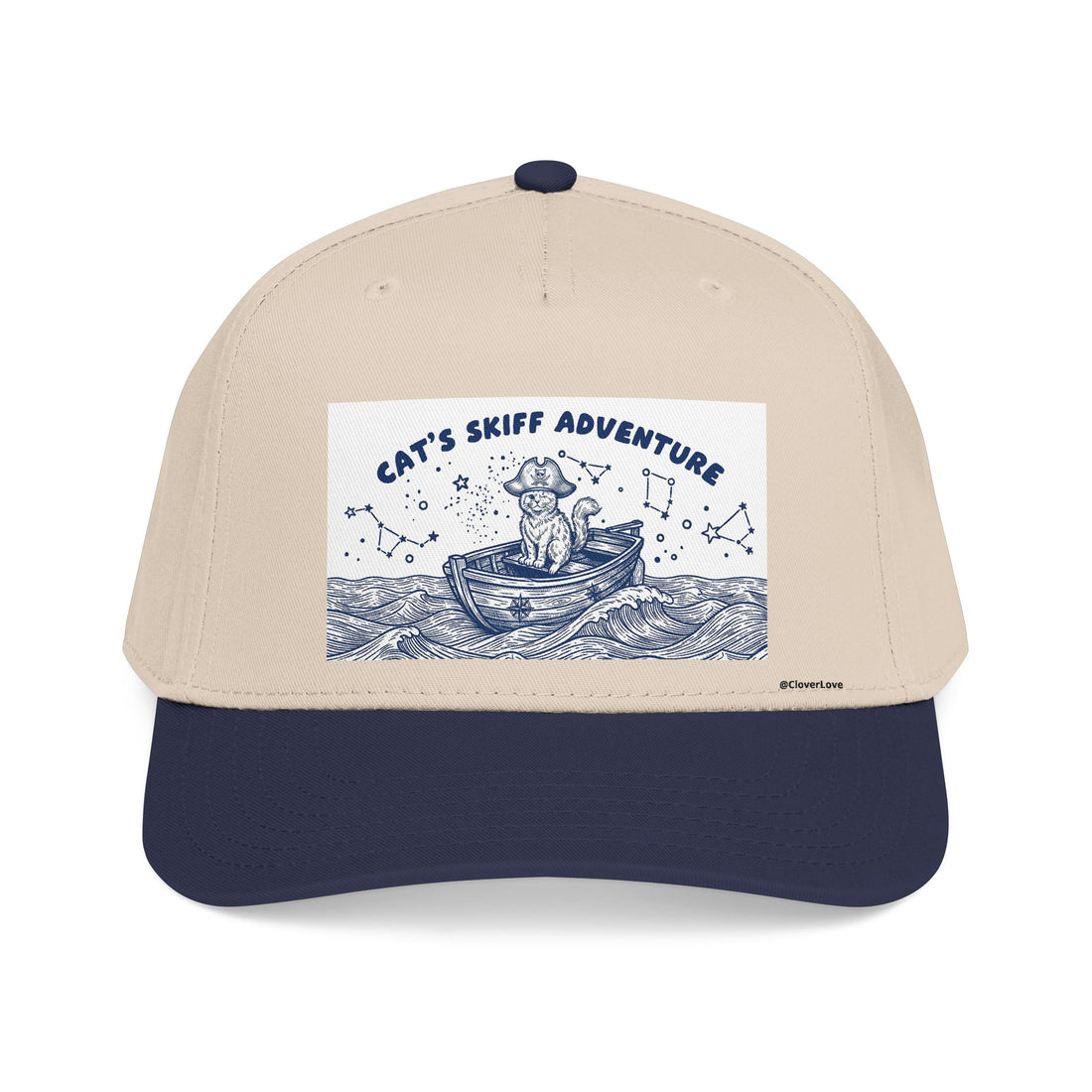 Cat Boat Hat - Ocean Adventure Baseball Cap, Nautical Cat Lover Gift, Coastal Travel Hat
