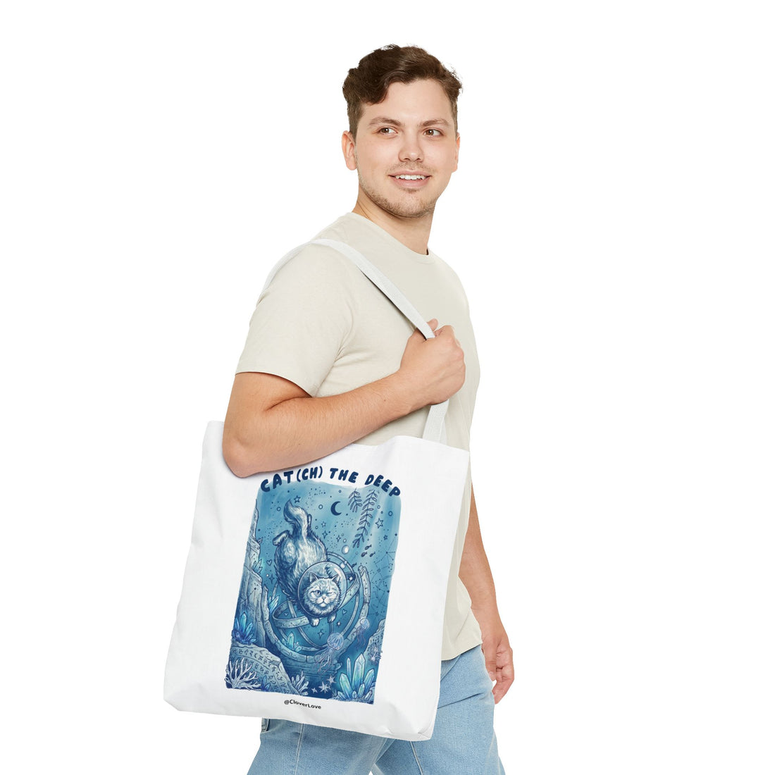 Cat Deep Sea Adventure Tote Bag | Vintage Ocean Explorer Canvas Bag