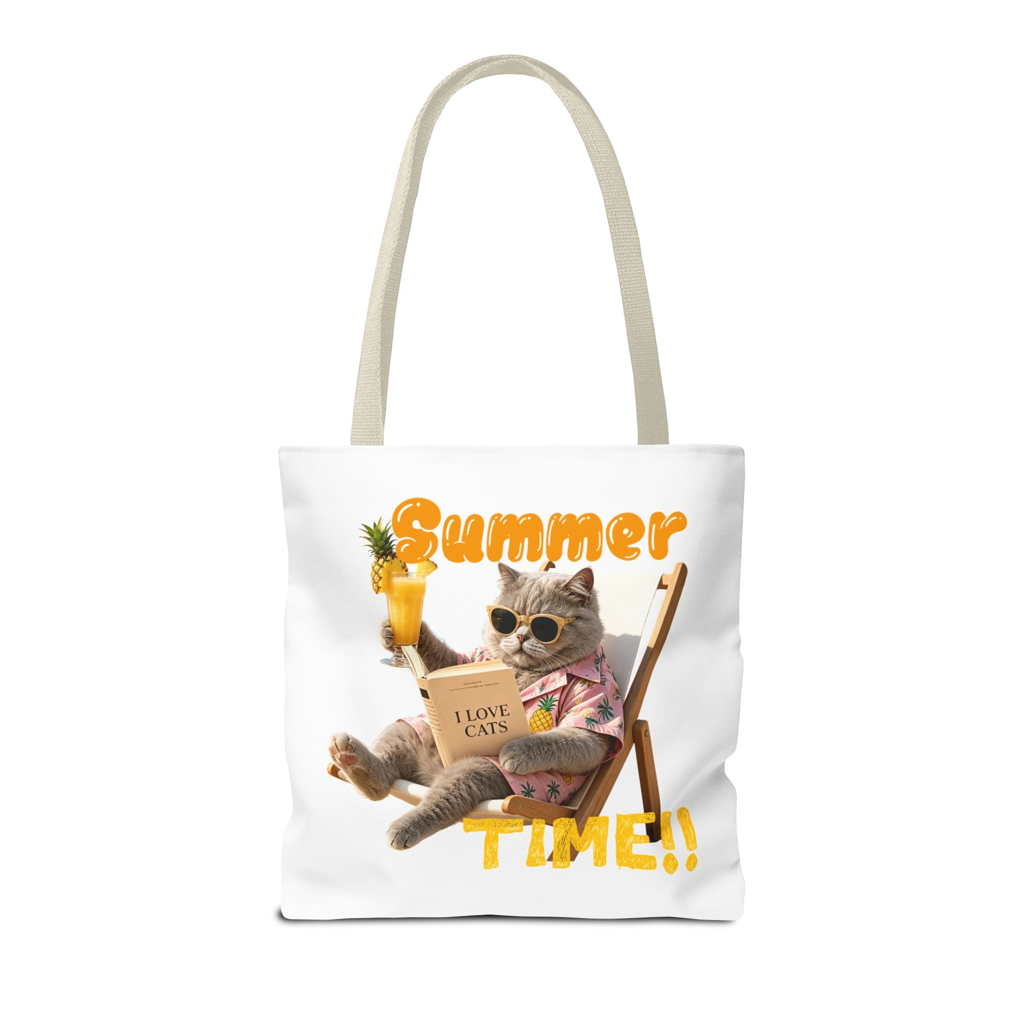 Summer Cat Tote Bag | Funny Cat Lover Beach Canvas Bag