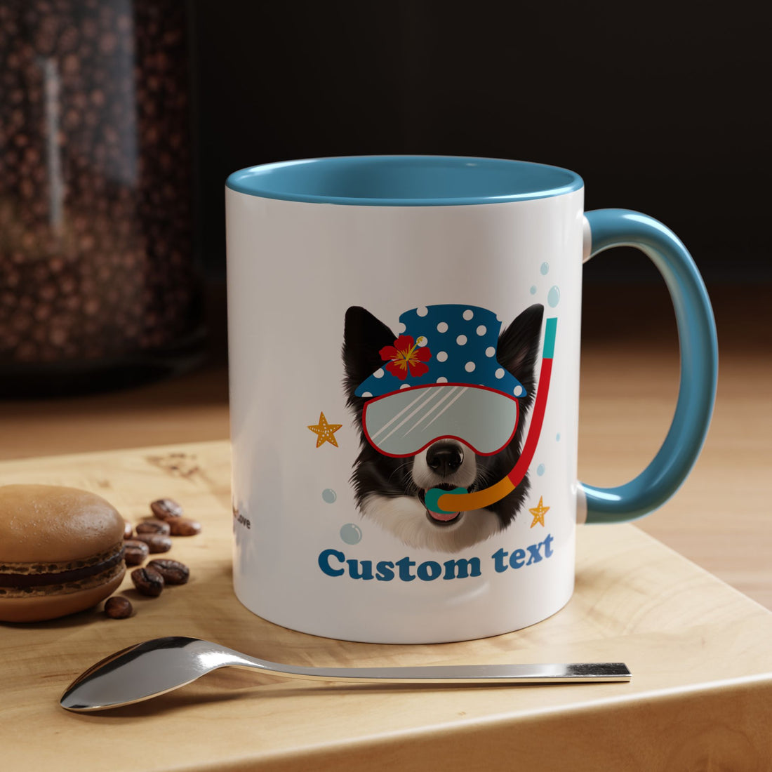 Summer Diving Dog Mug | Personalized Dog Photo Coffee Cup With Custom Text
