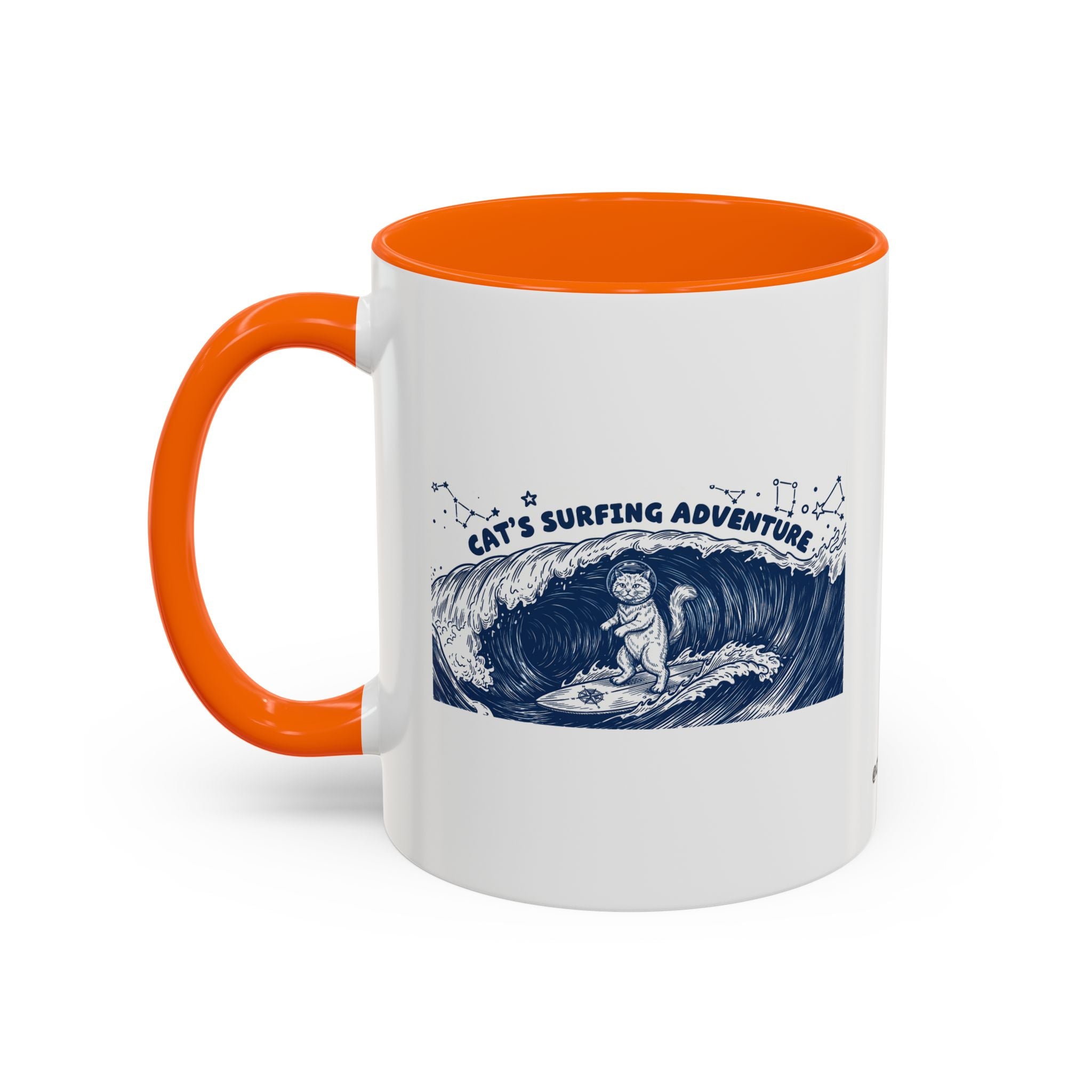 Cat's Surfing Adventure Ocean Wave Mug - Cute Cat Lover Coffee Cup