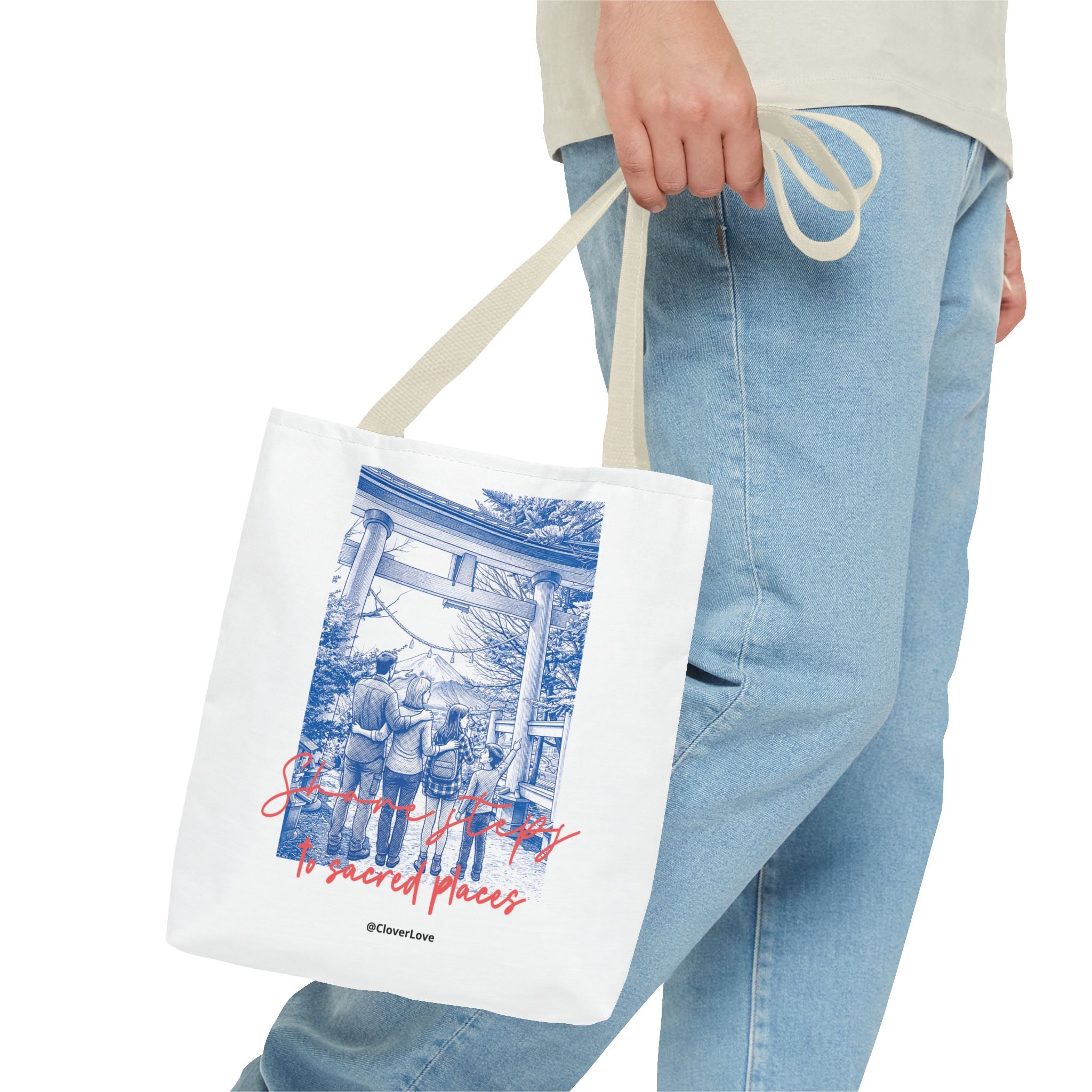 Japan Travel Tote Bag | Vintage Torii Gate Fuji Mountain Canvas Bag