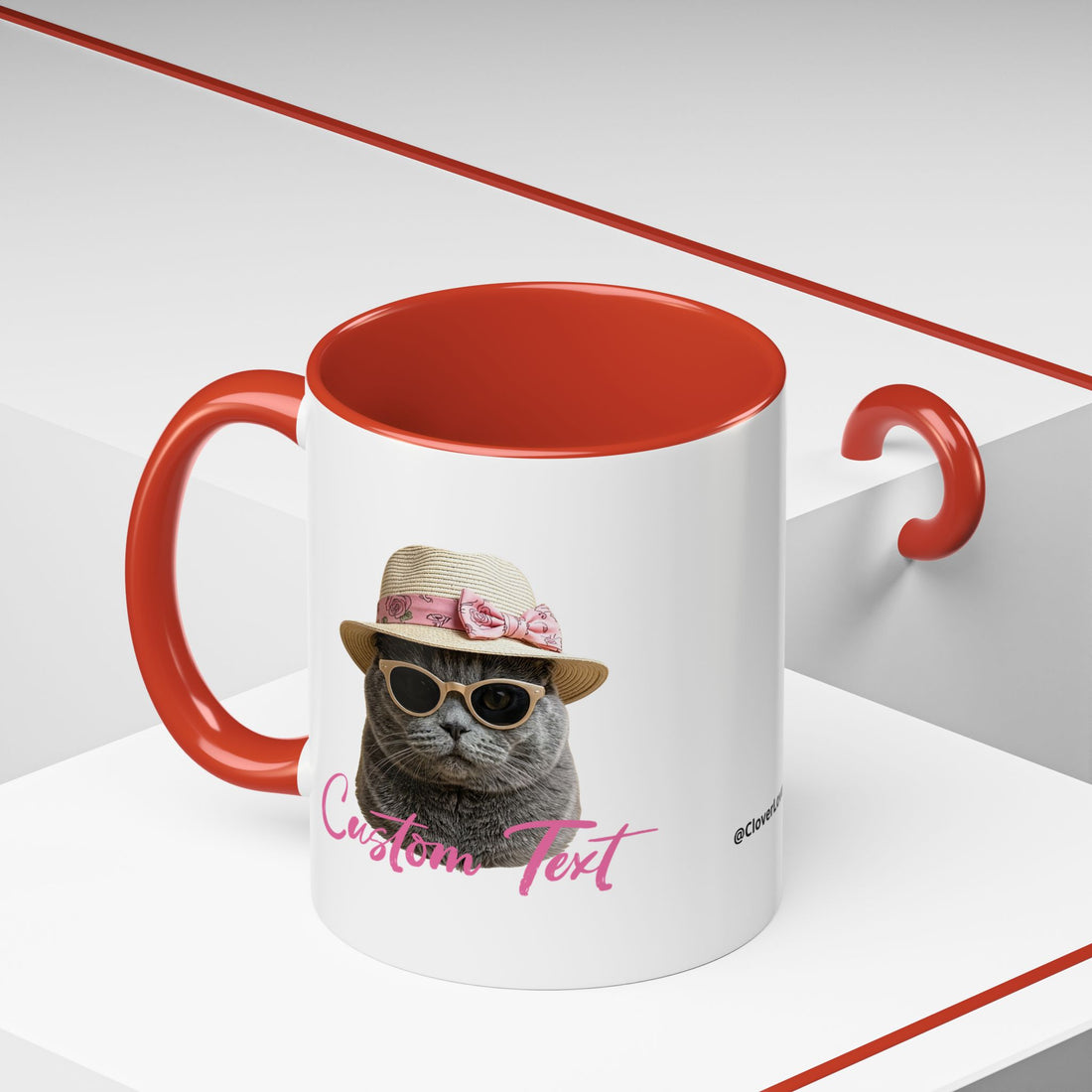 Summer Sunbathing Cat Mug | Personalized Cat Coffee Cup With Custom Text