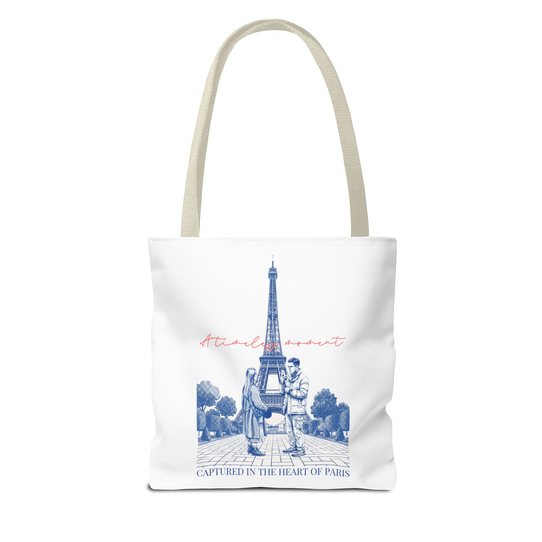 Paris Travel Tote Bag | Vintage Eiffel Tower Couple Canvas Bag